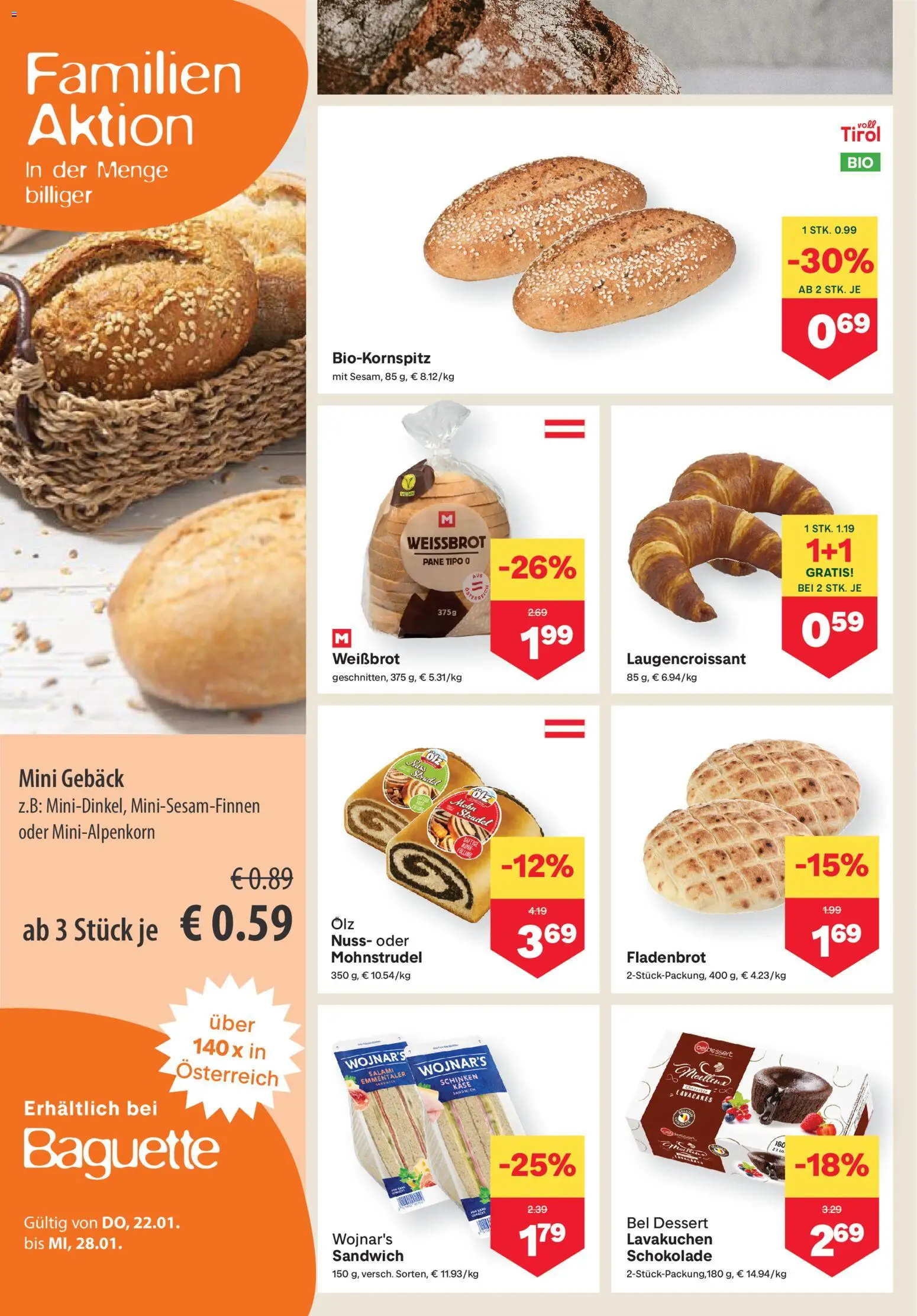 MPREIS Flugblatt gültig ab 22.01.2026 | Seite: 4 | Produkte: Jääkaappipakastin, Schokolade, Salami, Schinken