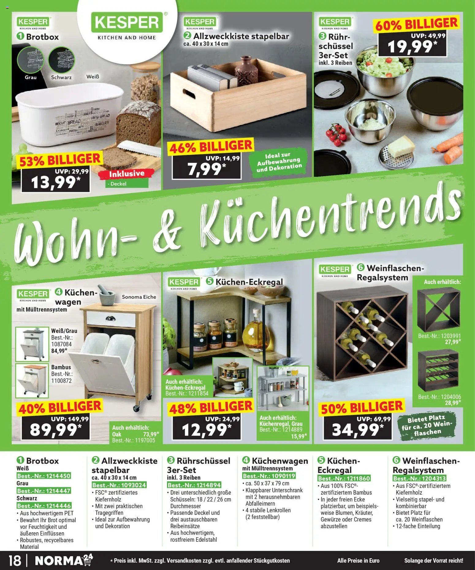 Norma Bestellmagazin November 2025 – gültig ab 01.11.2025 | Seite: 18 | Produkte: Unterschrank, Gewürze, Wein, Kuchen