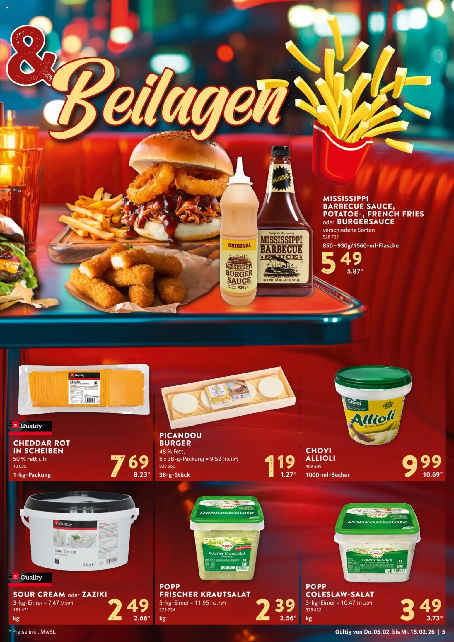 Selgros Gastronomie – gültig ab 05.02.2026 | Seite: 5 | Produkte: Burger