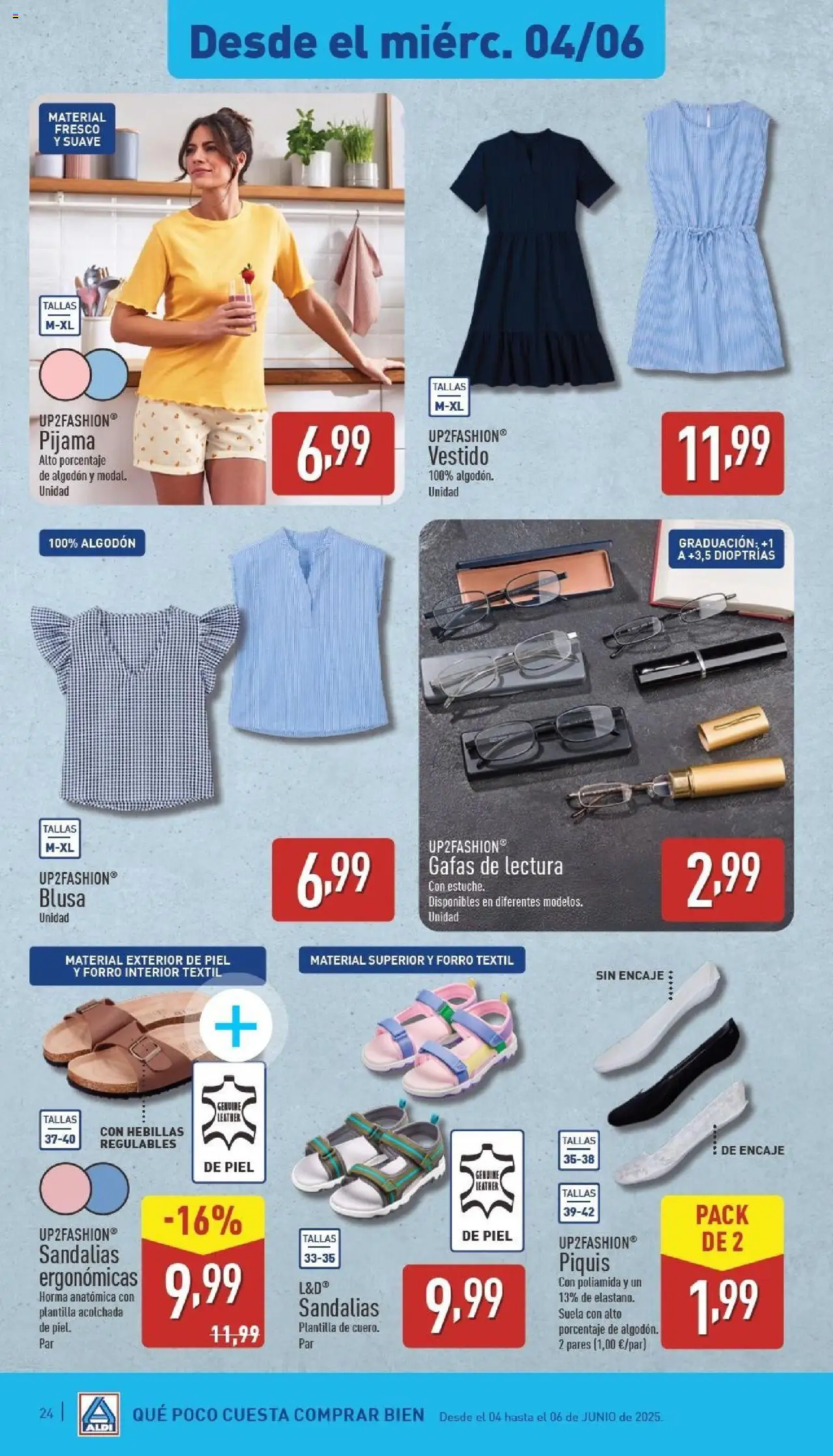 Aldi folleto Península │ válido desde el 02.06.2025 | Página: 24 | Productos: Blusa, Pijama, Sandalias
