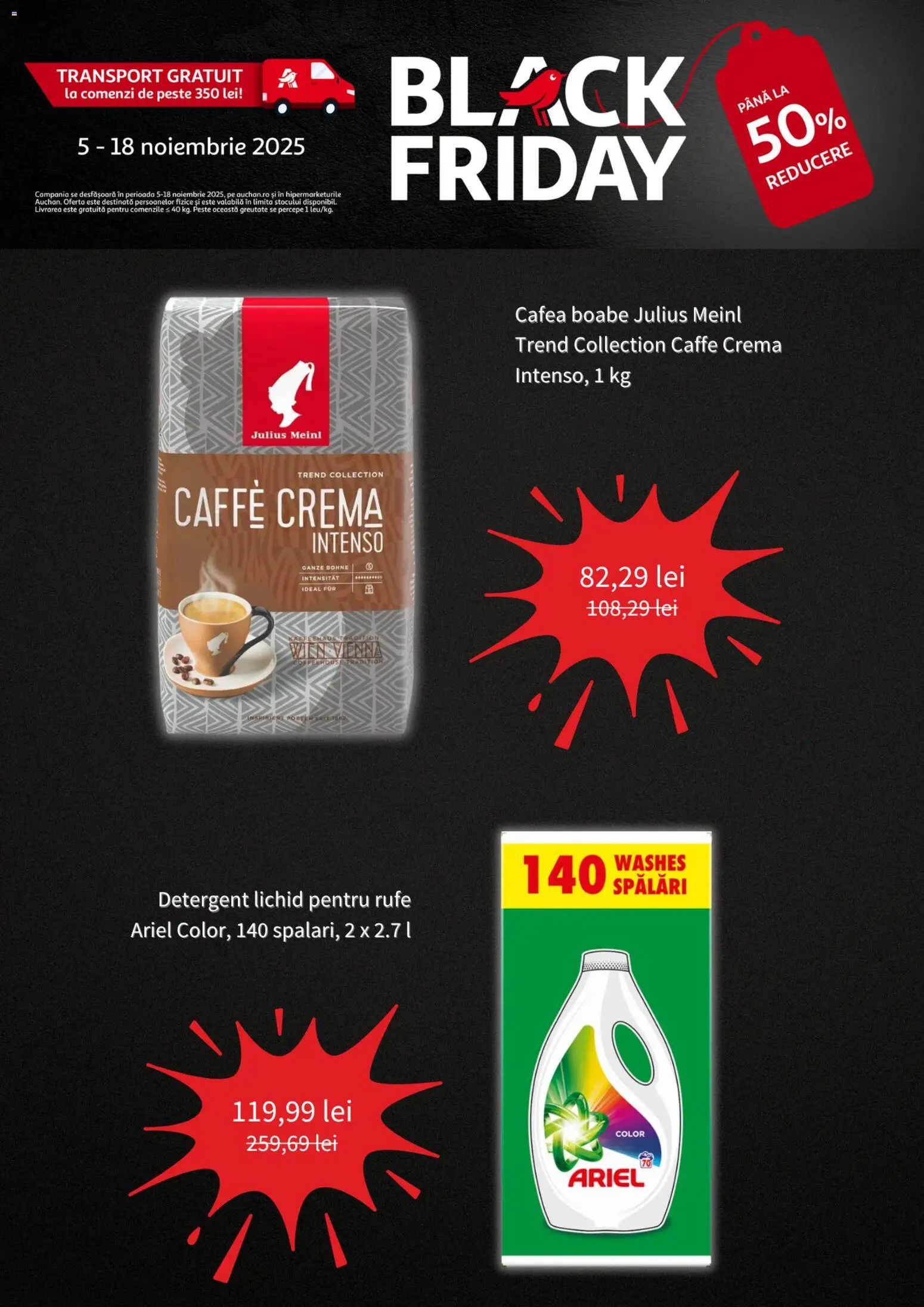 Noul catalog Auchan – valabil de la 05.11.2025 | Pagină: 4 | Produse: Cremă, Cafea, Pește, Detergent