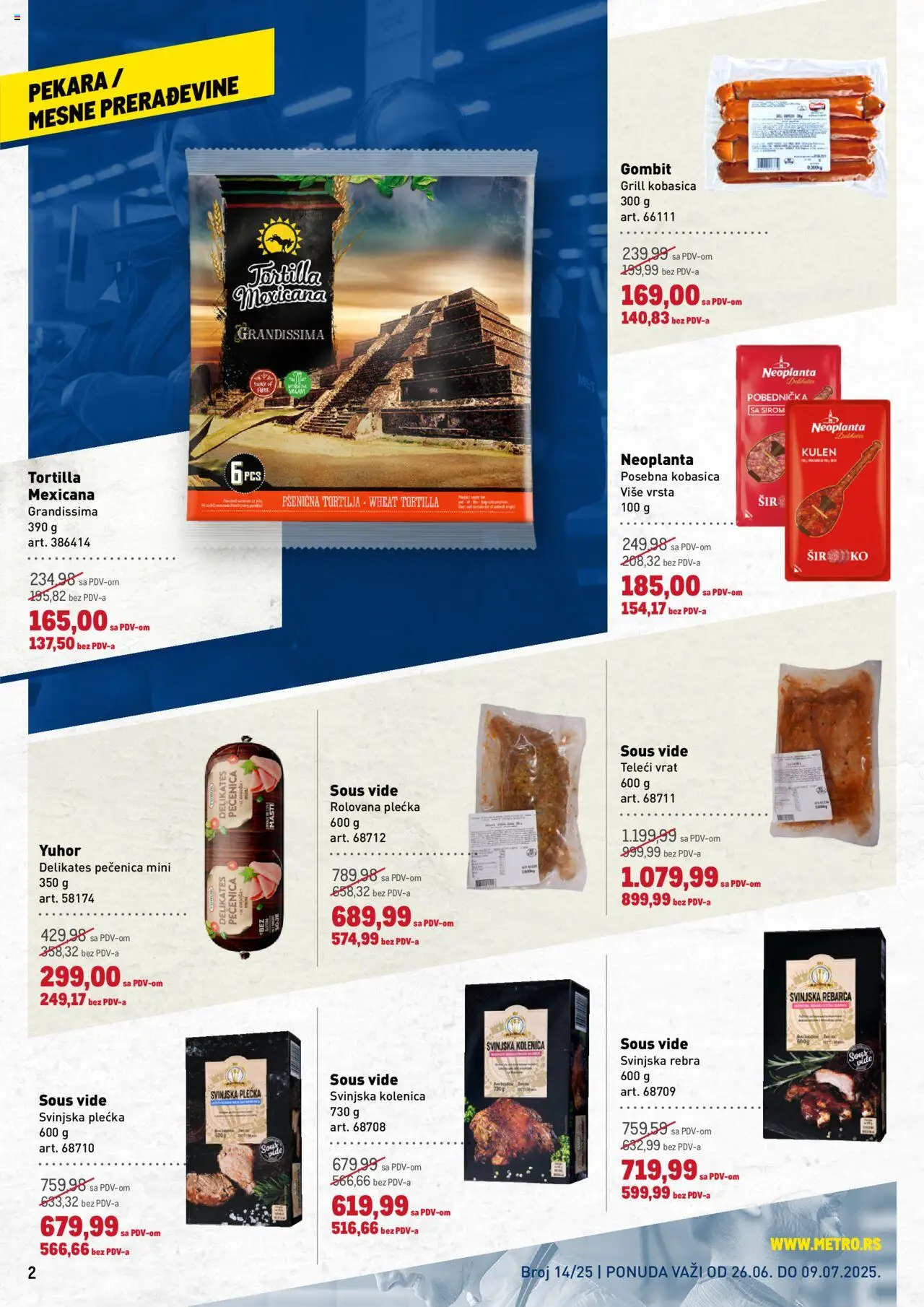 Metro katalog - važi od 26.06.2025 | Strana: 2 | Proizvode: Svinjska kolenica, Kulen, Svinjska rebra, Svinjska plećka