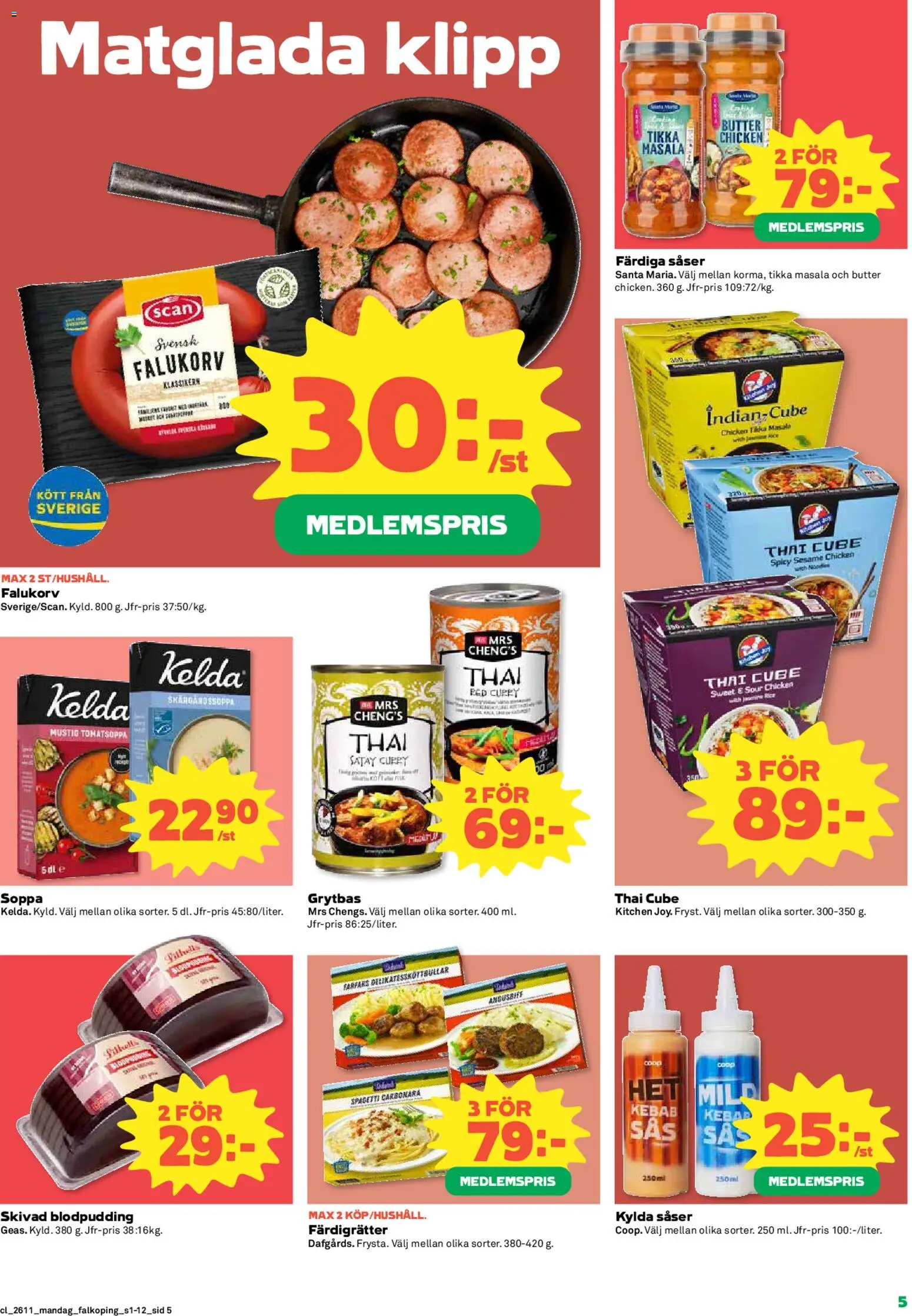 Coop reklamblad aktuell från 09.03.2026 | Sida: 5 | Produkter: Falukorv, Soppa