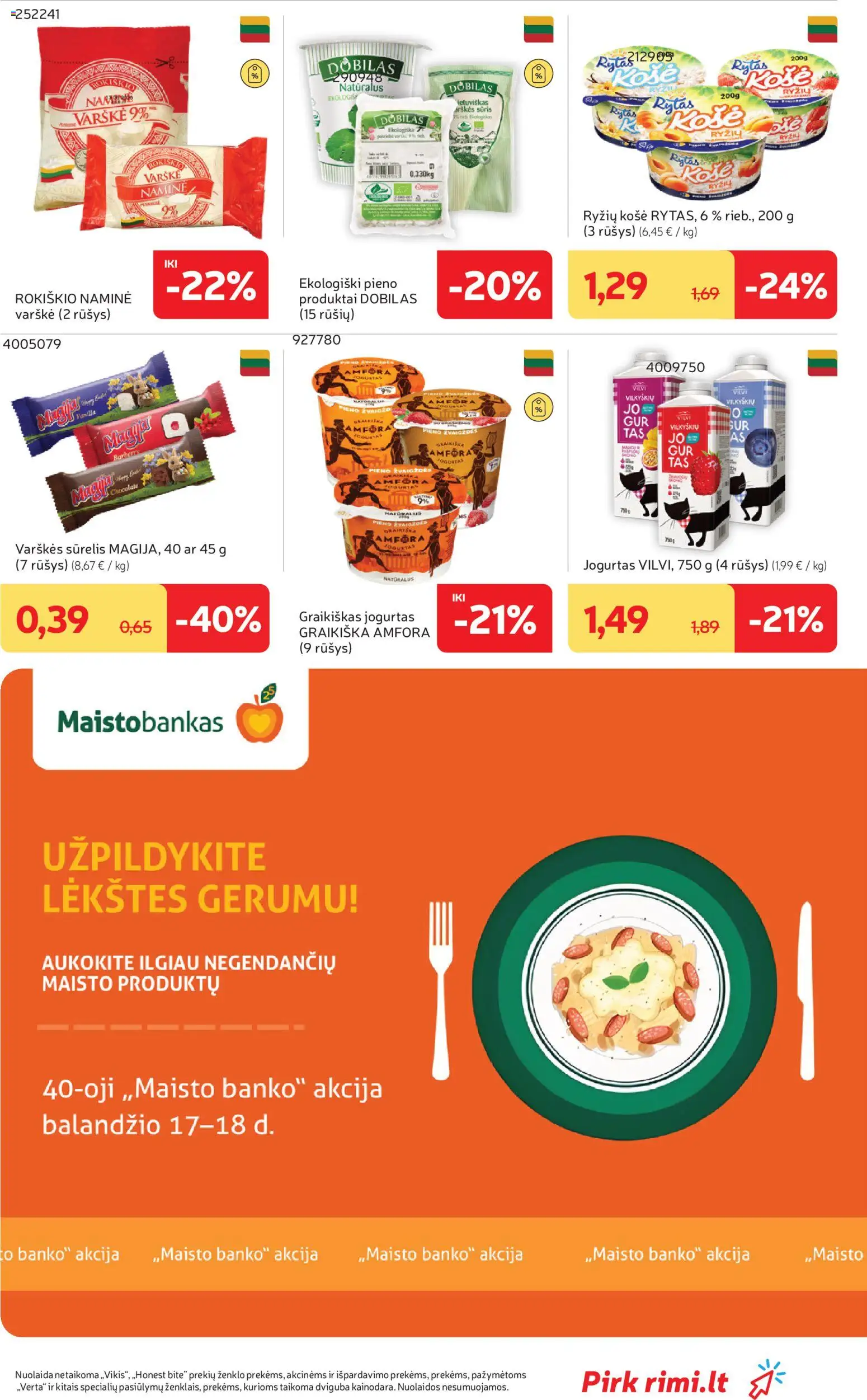 Rimi akcijos nuo 14.04.2026 | Puslapis: 23 | Prekių: Košė, Sūrelis, Jogurtas, Varškė