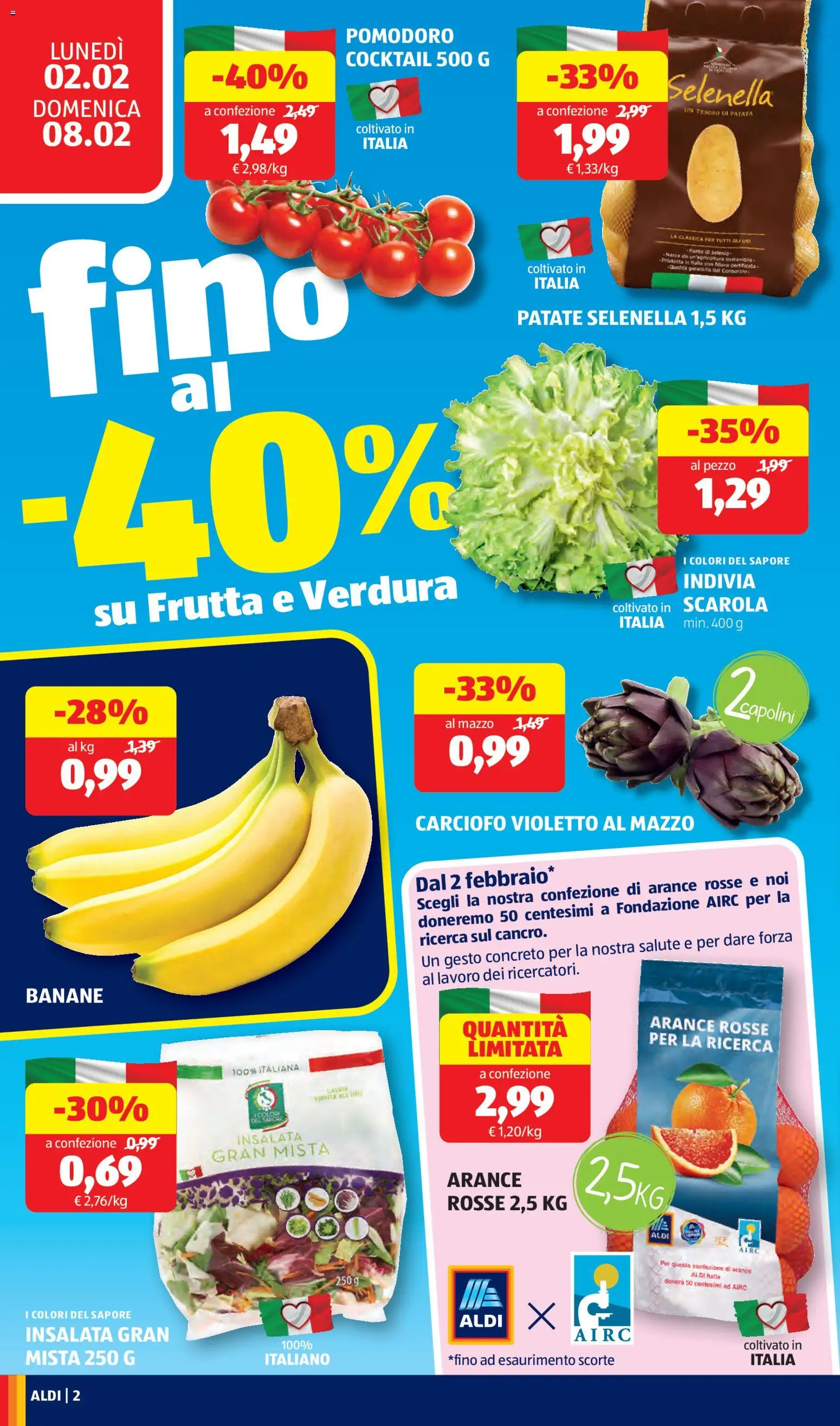 Volantino Aldi del 02.02.2026 | Pagina: 2 | Prodotti: Arance, Insalata, Frutta, Indivia