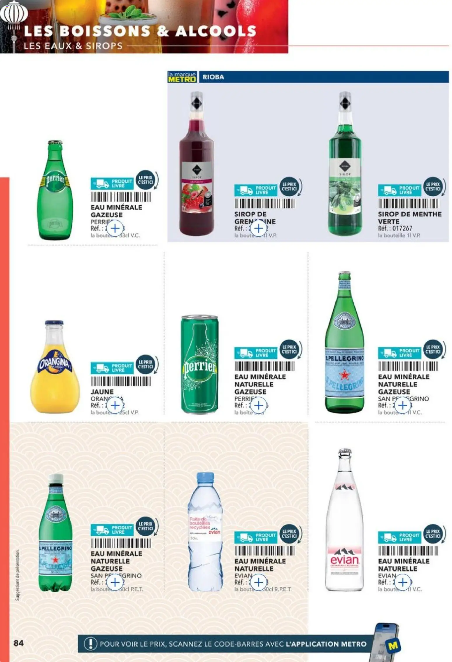 {H1} | Page: 84 | Produits: Orangina, Eau minérale, Menthe, Livre