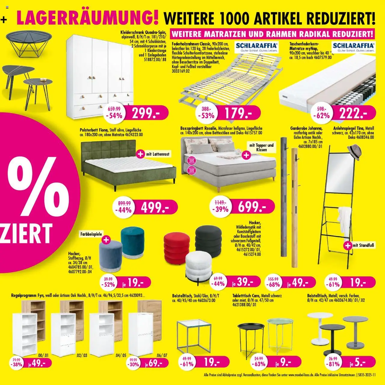 SB Möbel Boss Prospekt 	 - gültig ab dem 23.08.2025 | Seite: 11 | Produkte: Matratze, Kleiderschrank, Lattenrost, Polsterbett