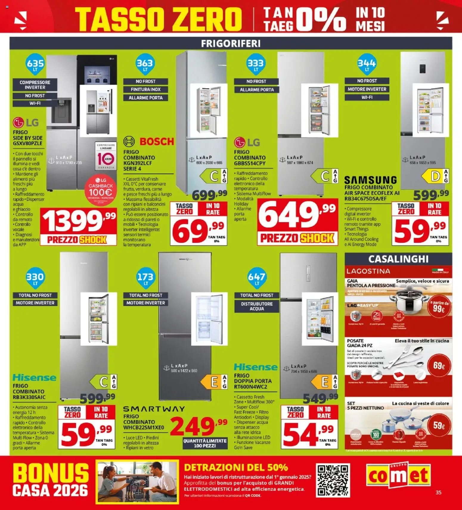 Volantino Comet del 23.04.2026 | Pagina: 35 | Prodotti: Posate, Pesce, Acqua, Pentola a pressione