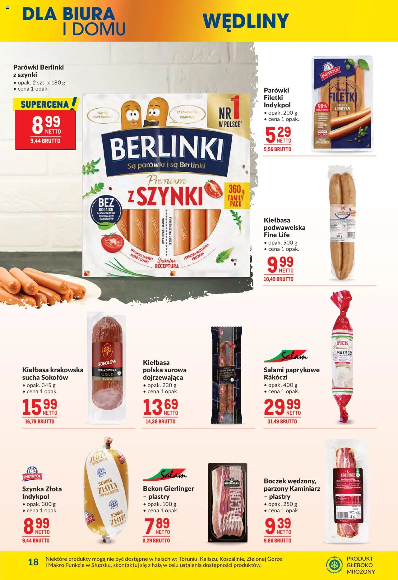Makro Gazetka od 16.09.2025 | Strona: 18 | Produkty: Kiełbasa, Szynka, Boczek, Wędliny