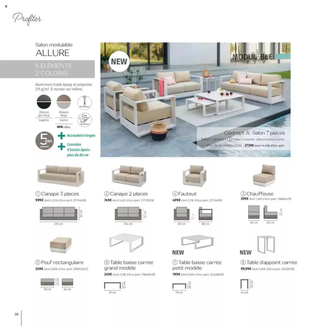  | Page: 26 | Produits: Chauffeuse, Canapé, Table basse, Table