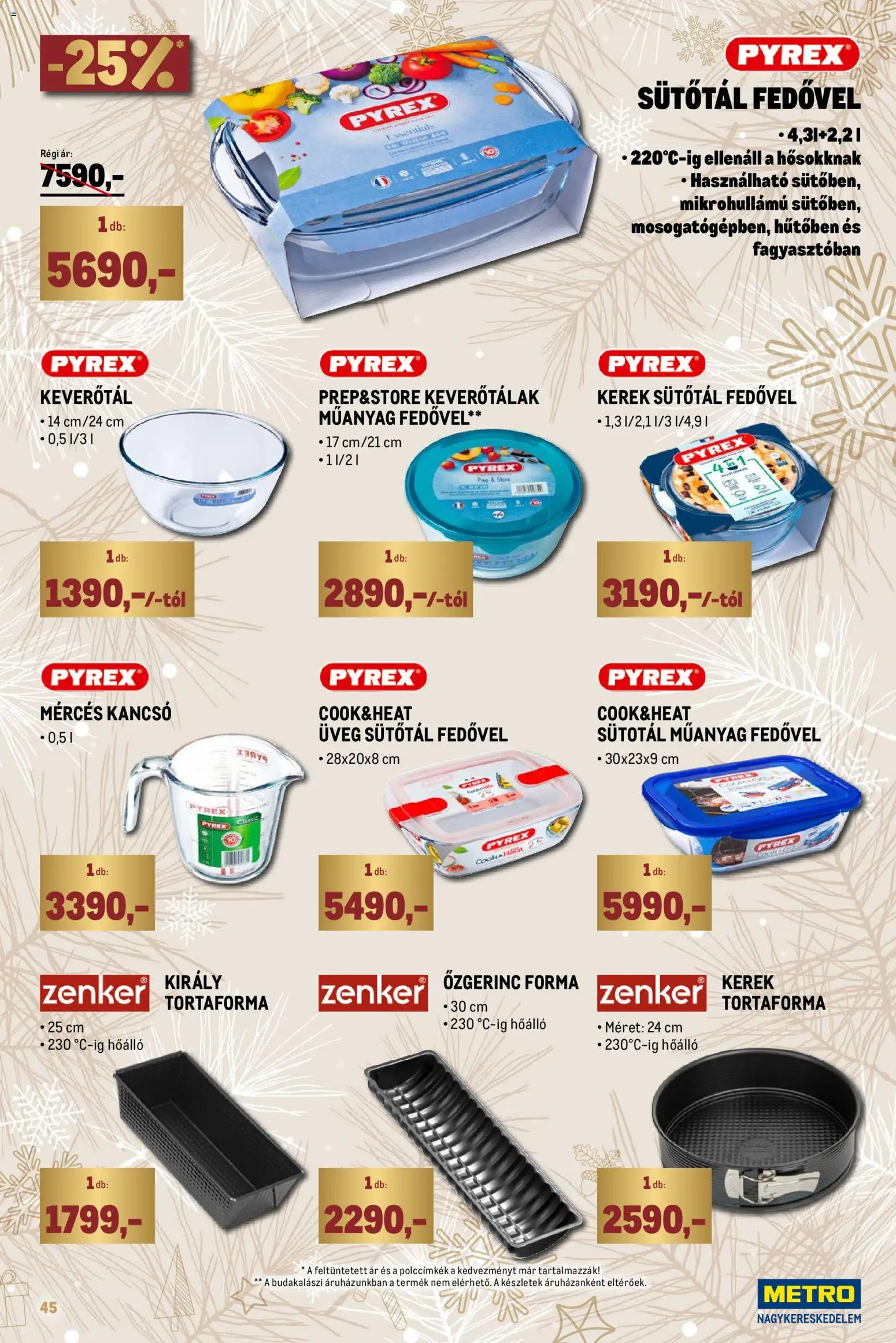 Metro akciós ujság - amely érvényes a következő dátumtól: 01.12.2025 | Oldal: 45 | Termékek: Kancsó, Tortaforma
