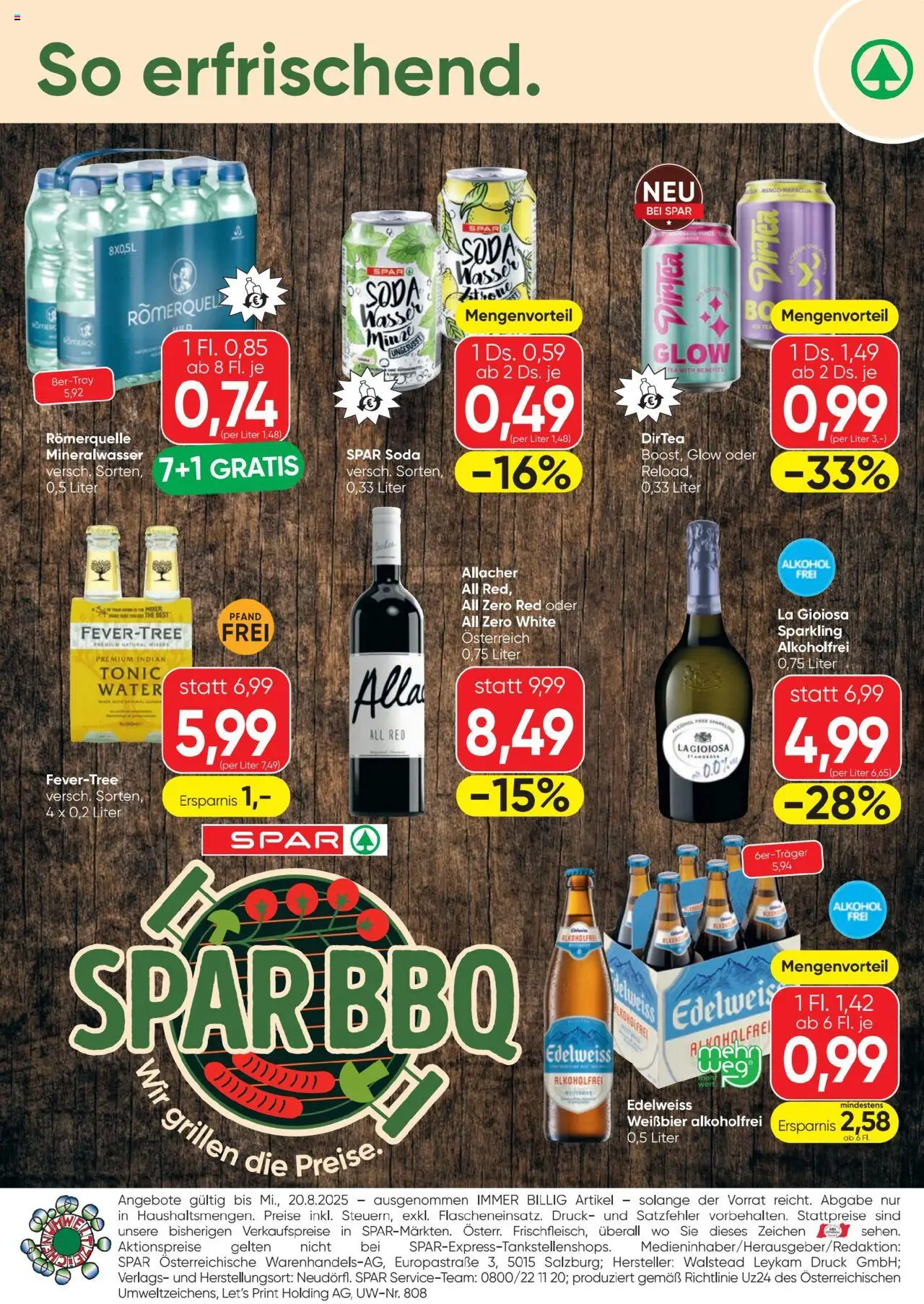 Spar Wir grillen die Preise gültig ab 24.07.2025 | Seite: 4 | Produkte: Wasser