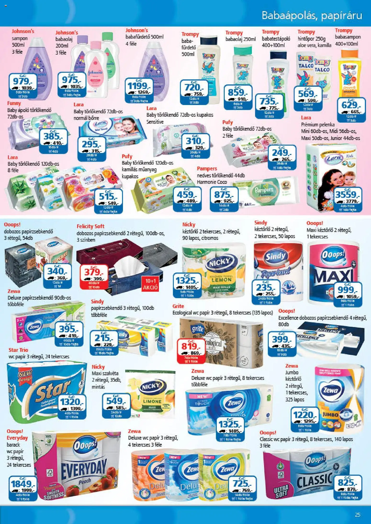 ÁRKLUB akciós ujság - amely érvényes a következő dátumtól: 01.01.2026 | Oldal: 25 | Termékek: Pampers, Törlőkendő, WC, Wc papir