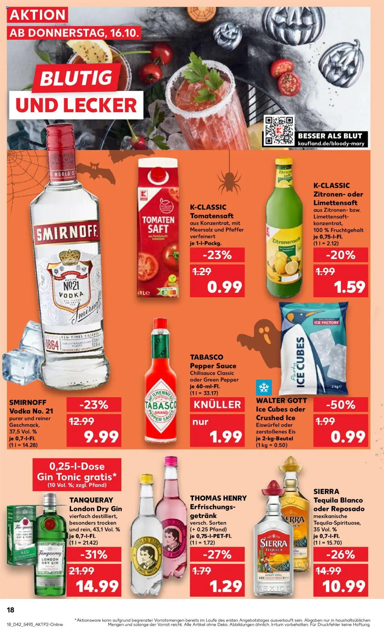 Kaufland prospekt Stuttgart	 – gültig ab 16.10.2025 | Seite: 18 | Produkte: Tomaten, Saft, Vodka, Zitronen