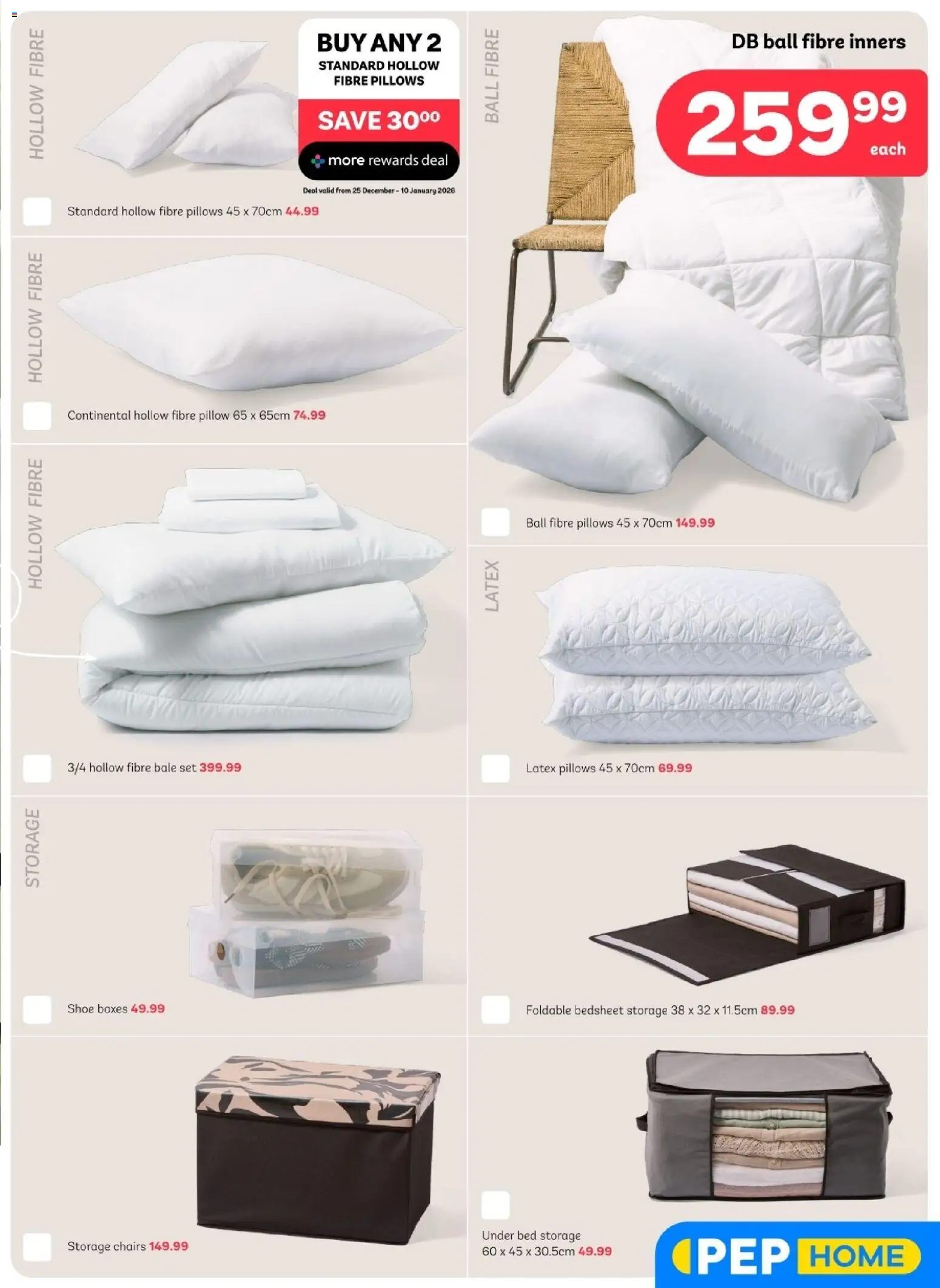 New PEP Stores catalogue – valid from 26.12.2025 | Page: 3 | Products: Bed, Pillow