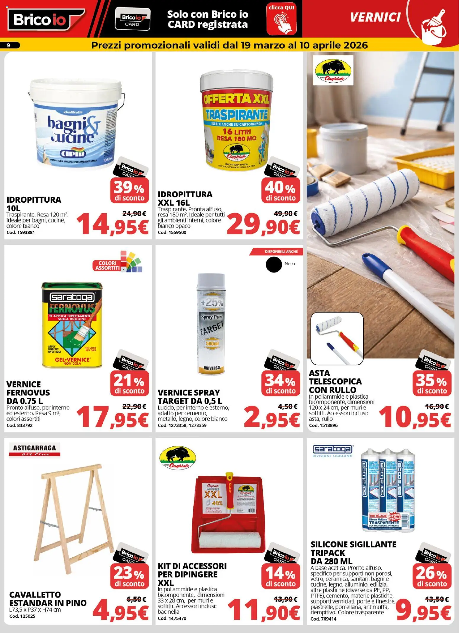 Volantino Brico io del 19.03.2026 | Pagina: 9 | Prodotti: Rullo, Cucine, Silicone
