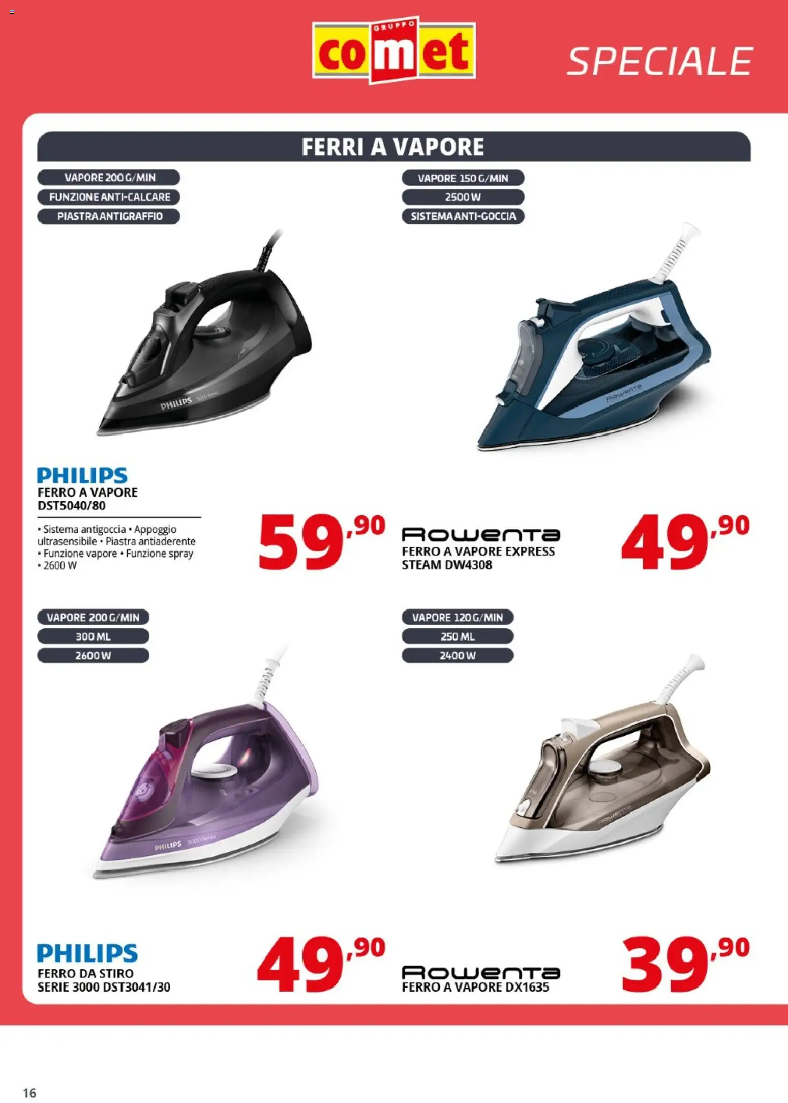 Volantino Comet del 31.10.2025 | Pagina: 16 | Prodotti: Anticalcare, Ferro da stiro