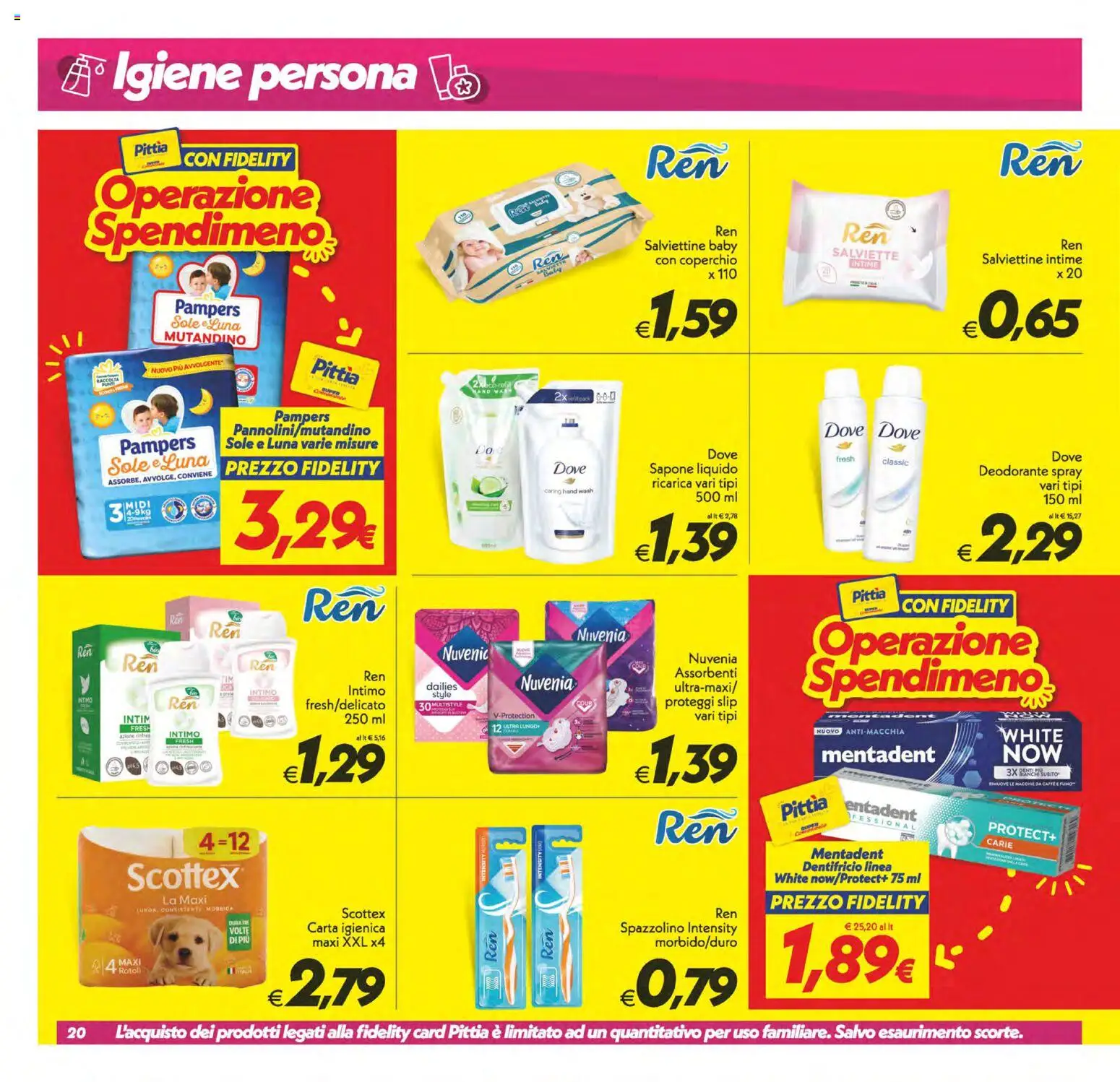 Volantino SuperConveniente del 28.04.2026 | Pagina: 20 | Prodotti: Carta igienica, Deodorante, Proteggi slip, Intimo