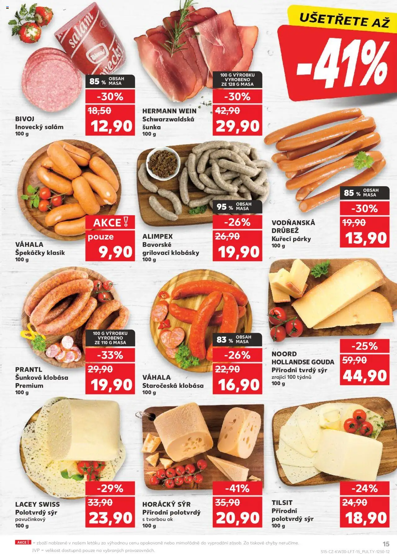 Kaufland leták - Praha 8 od 23.07.2025 | Strana: 15 | Produkty: Salám, Šunka, Inovecký salám, Klobása
