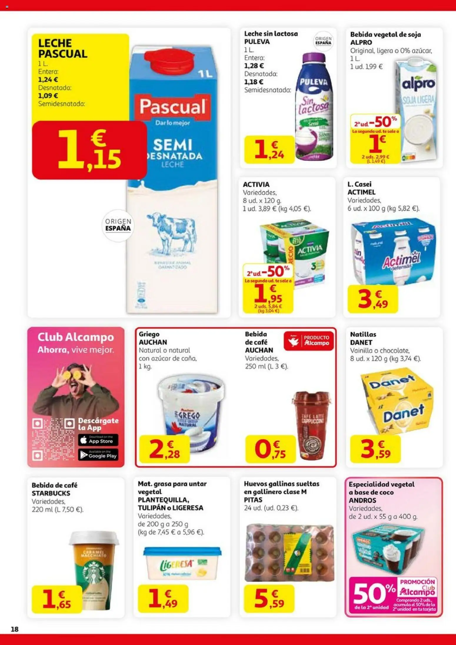 Alcampo - Black Friday │ válido desde el 06.11.2025 | Página: 18 | Productos: Leche sin lactosa, Huevos, Café, Τυρόπιτα