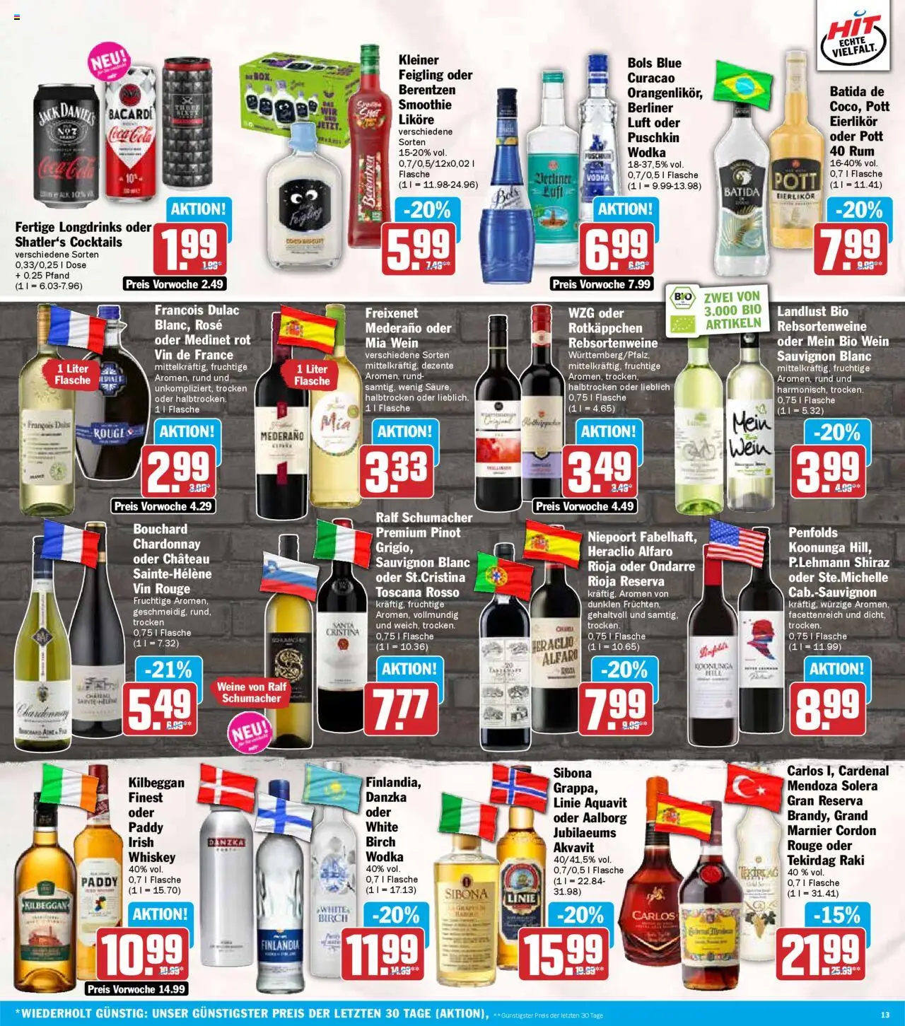 HIT - Hessen – gültig ab 06.10.2025 | Seite: 13 | Produkte: Berliner, Bacardi, Coca cola, Whiskey