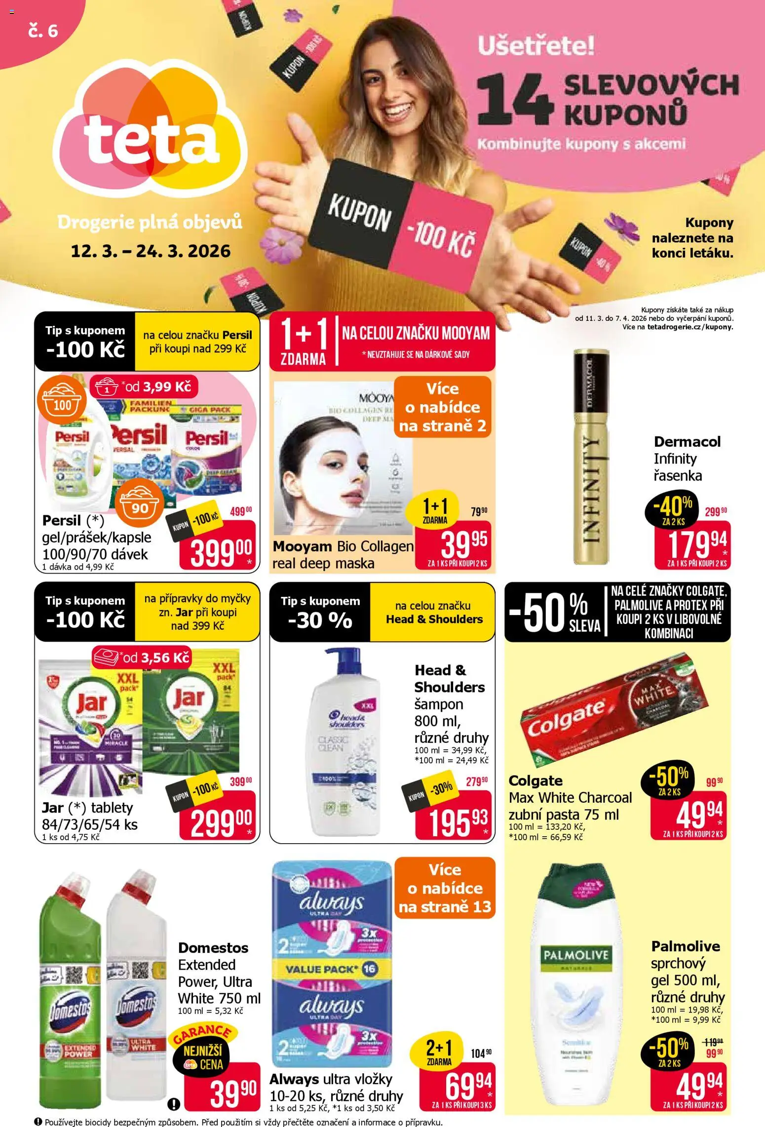 TETA Drogerie leták od 12.03.2026 | Strana: 1 | Produkty: Pleťová maska, Zubní pasta, Vložky, Persil