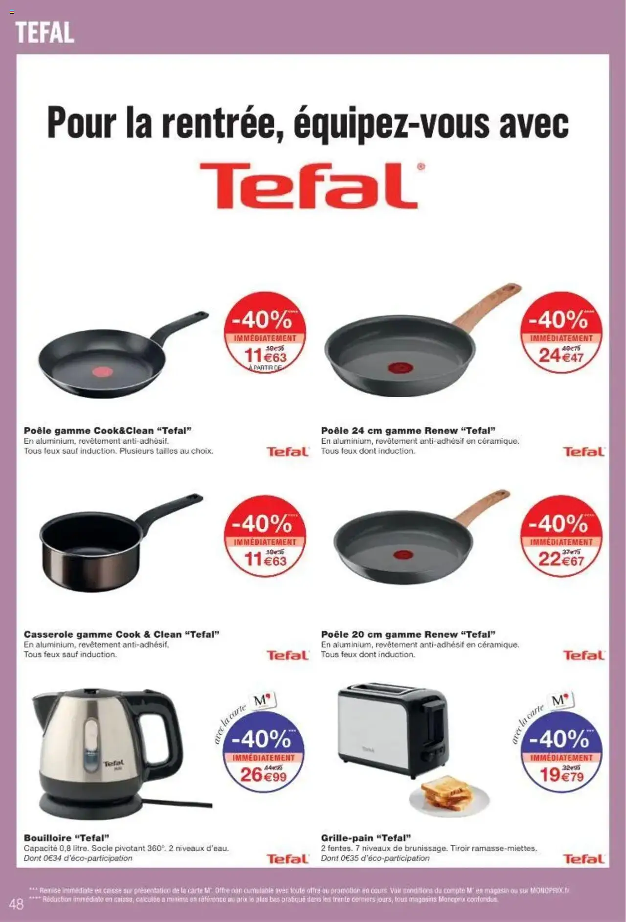  | Page: 48 | Produits: Poêle, Bouilloire, Casserole, Tefal
