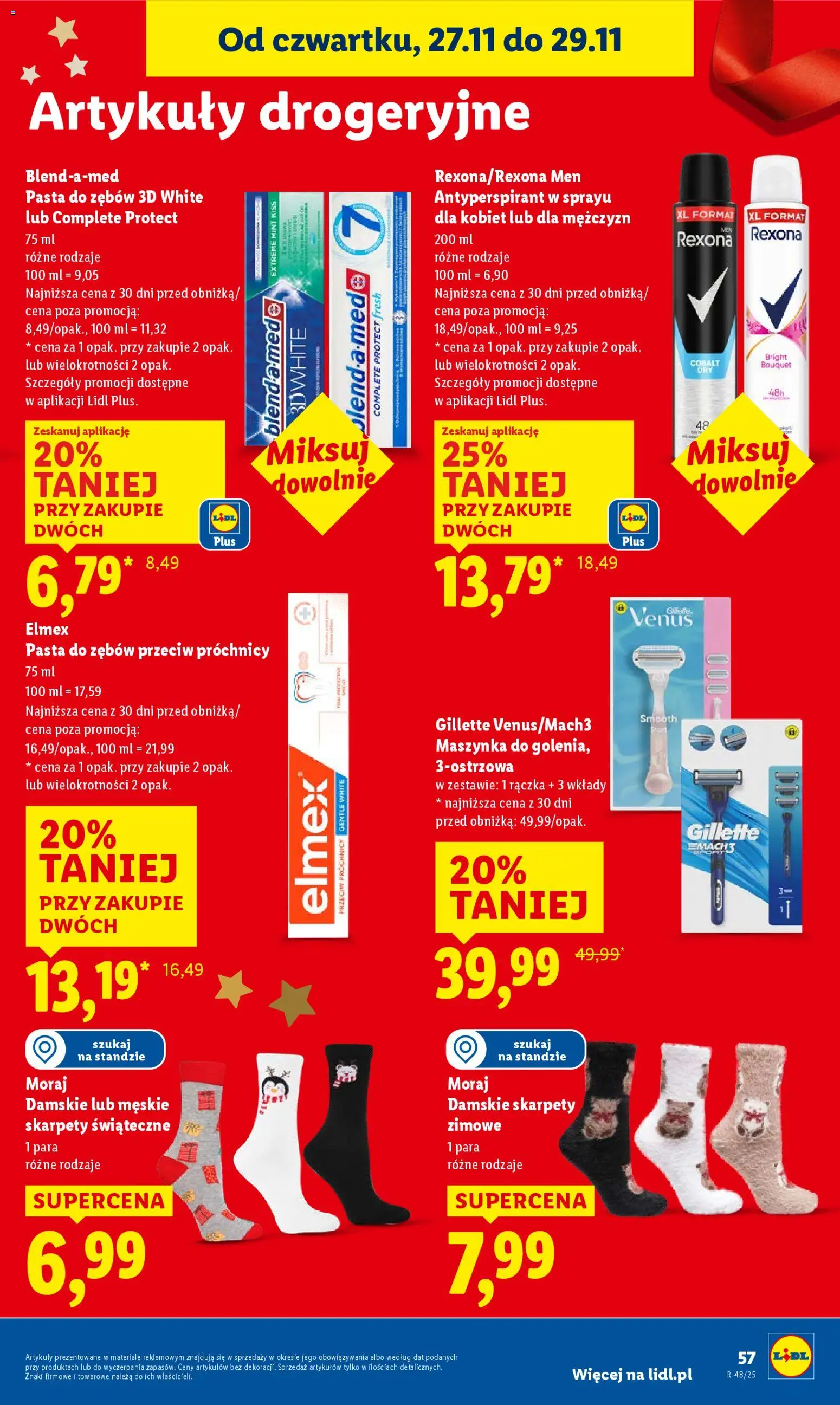 Lidl Black Friday od 27.11.2025 | Strona: 57 | Produkty: Gillette, Skarpety, Antyperspirant, Pasta do zębów