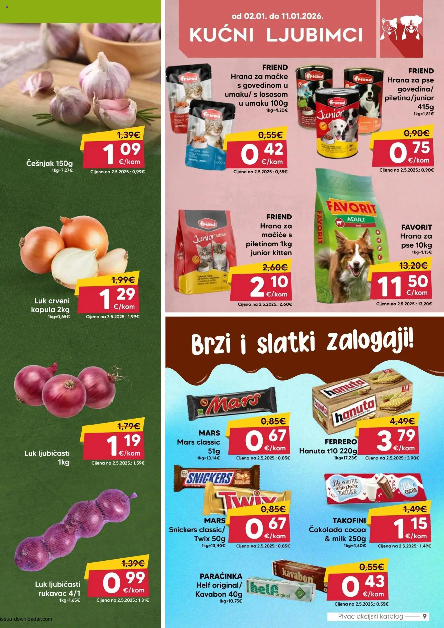 Pivac katalog | vrijedi od 02.01.2026 | Stranica: 9 | Proizvodi: Snickers, Čokolada, Hrana za pse, Losos