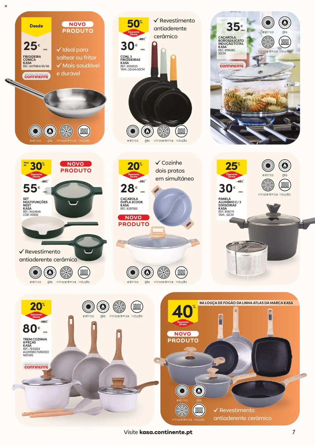 Continente - Casa Outono: A Vida passa a comer, no conforto de casa │ válido de 14.10.2025 | Página: 7 | Produtos: Fogão, Pratos, Frigideira, Panela