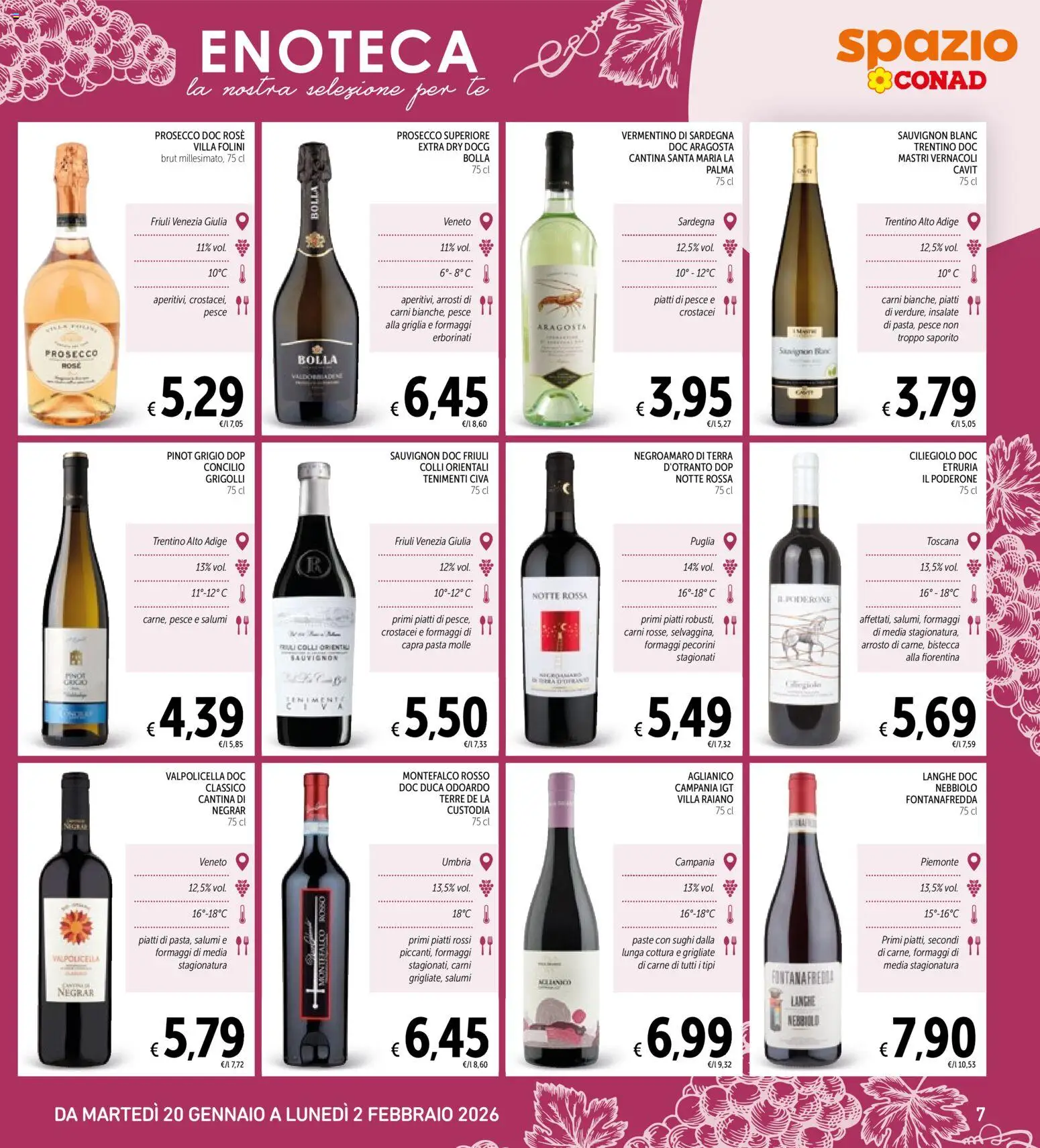 Volantino Spazio Conad del 20.01.2026 | Pagina: 7 | Prodotti: Pesce, Tè, Prosecco, Pasta