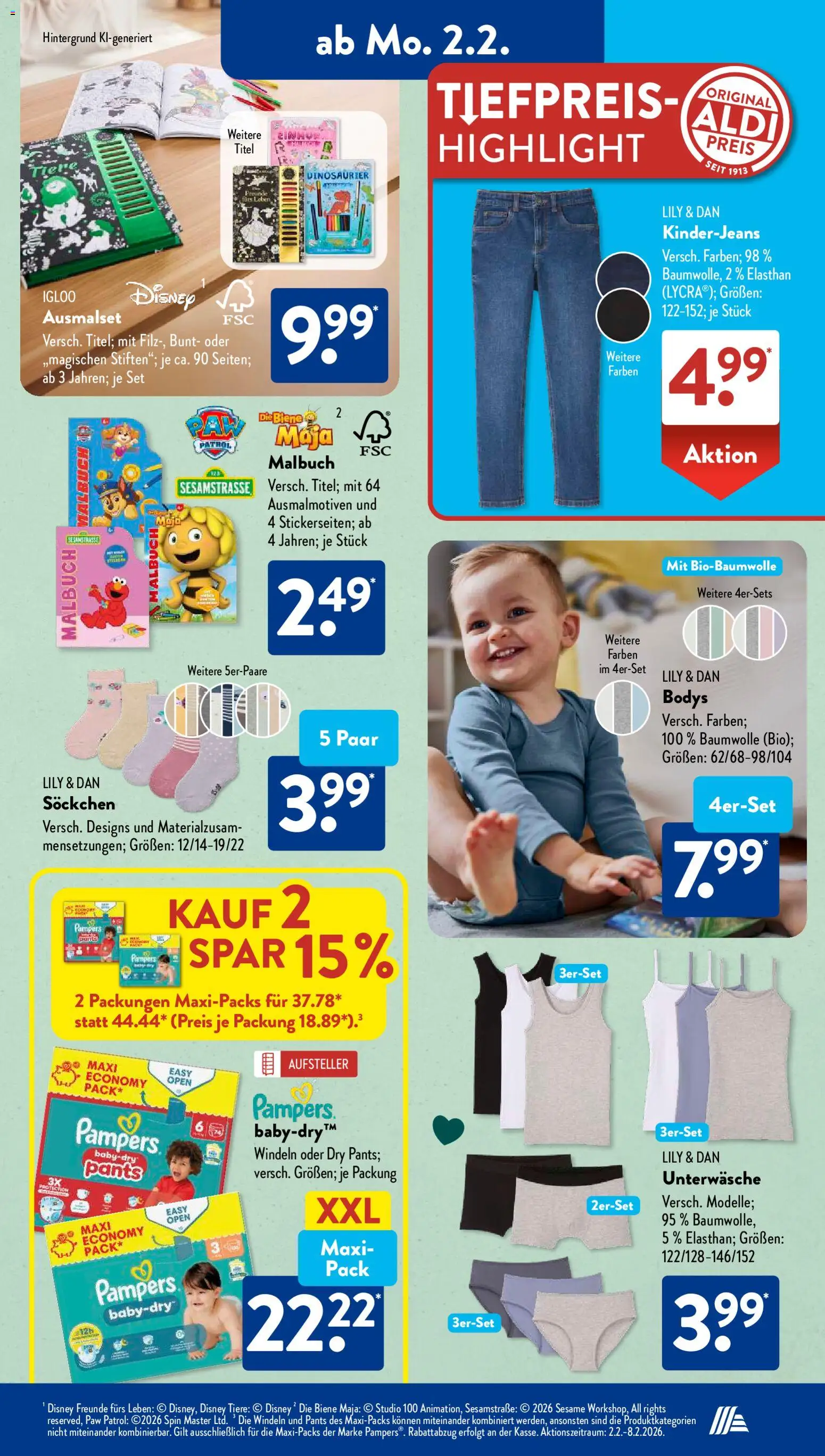 Aldi Süd Prospekt 	 – gültig ab 02.02.2026 | Seite: 3 | Produkte: Pampers, Unterwäsche
