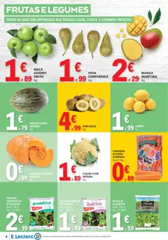 Pré-visualização E.Leclerc folheto válido de 15.01.2026 | Página: 4 | Produtos: Rúcula, Melão, Kiwi, Cenoura