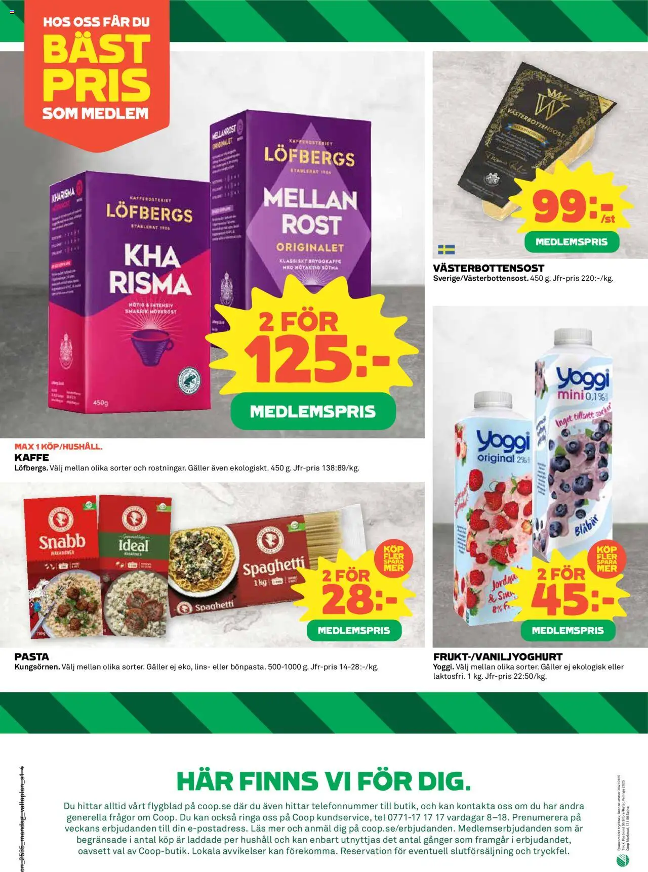 Coop reklamblad aktuell från 25.08.2025 | Sida: 4 | Produkter: Galler, Kaffe, Pasta, Blåbär