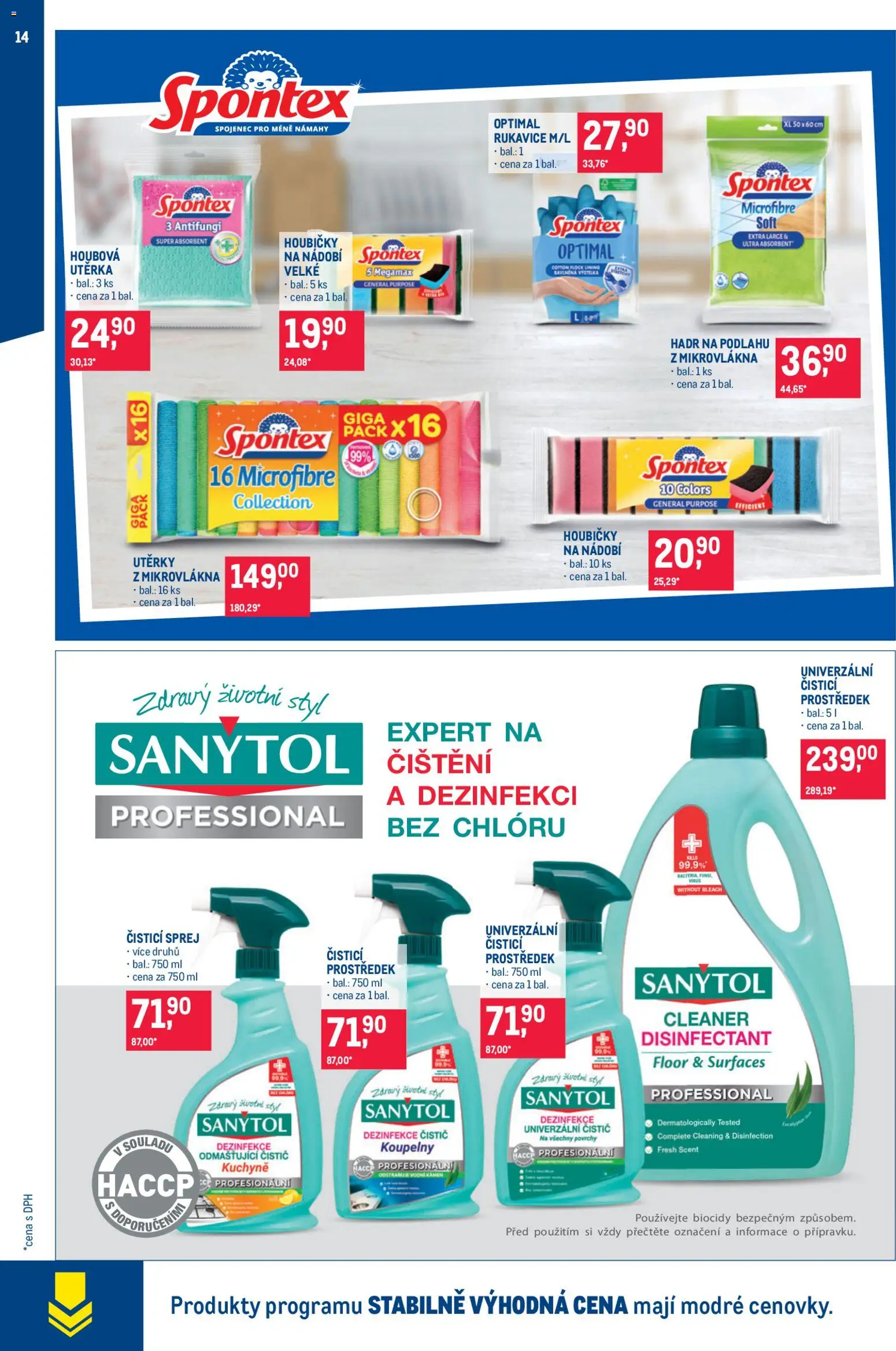 Makro leták - Úklid a kosmetika od 25.02.2026 | Strana: 14 | Produkty: Rukavice, Utěrky, Univerzální čistič, Kuchyně