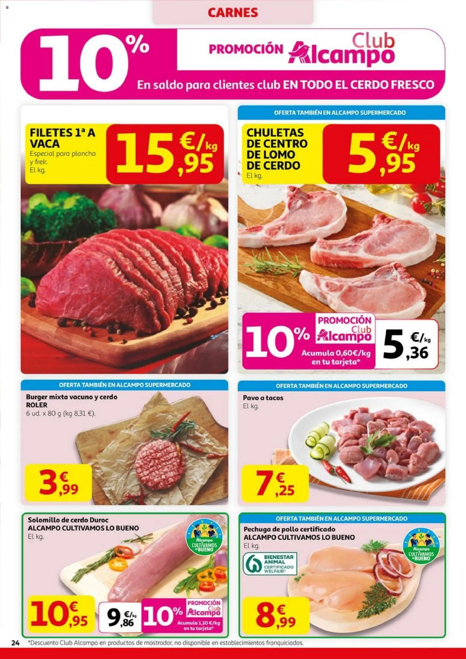 Alcampo - HP Nacional Unificado │ válido desde el 23.10.2025 | Página: 24 | Productos: Solomillo de cerdo, Cerdo, Tacos, Plancha