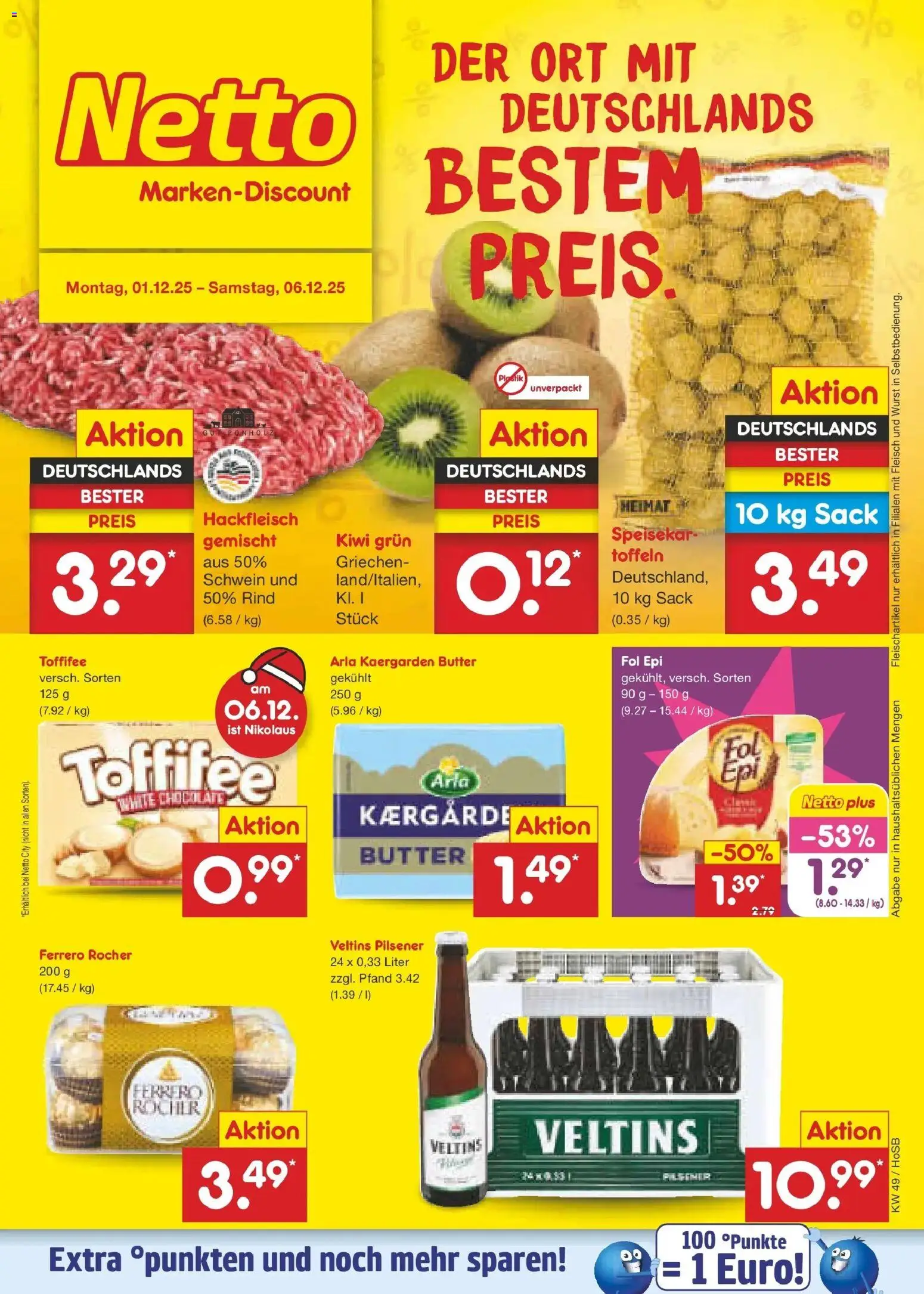 Netto Marken-Discount prospekt Hannover	 – gültig ab 30.11.2025 | Seite: 1 | Produkte: Wurst, Toffifee, Kiwi, Veltins