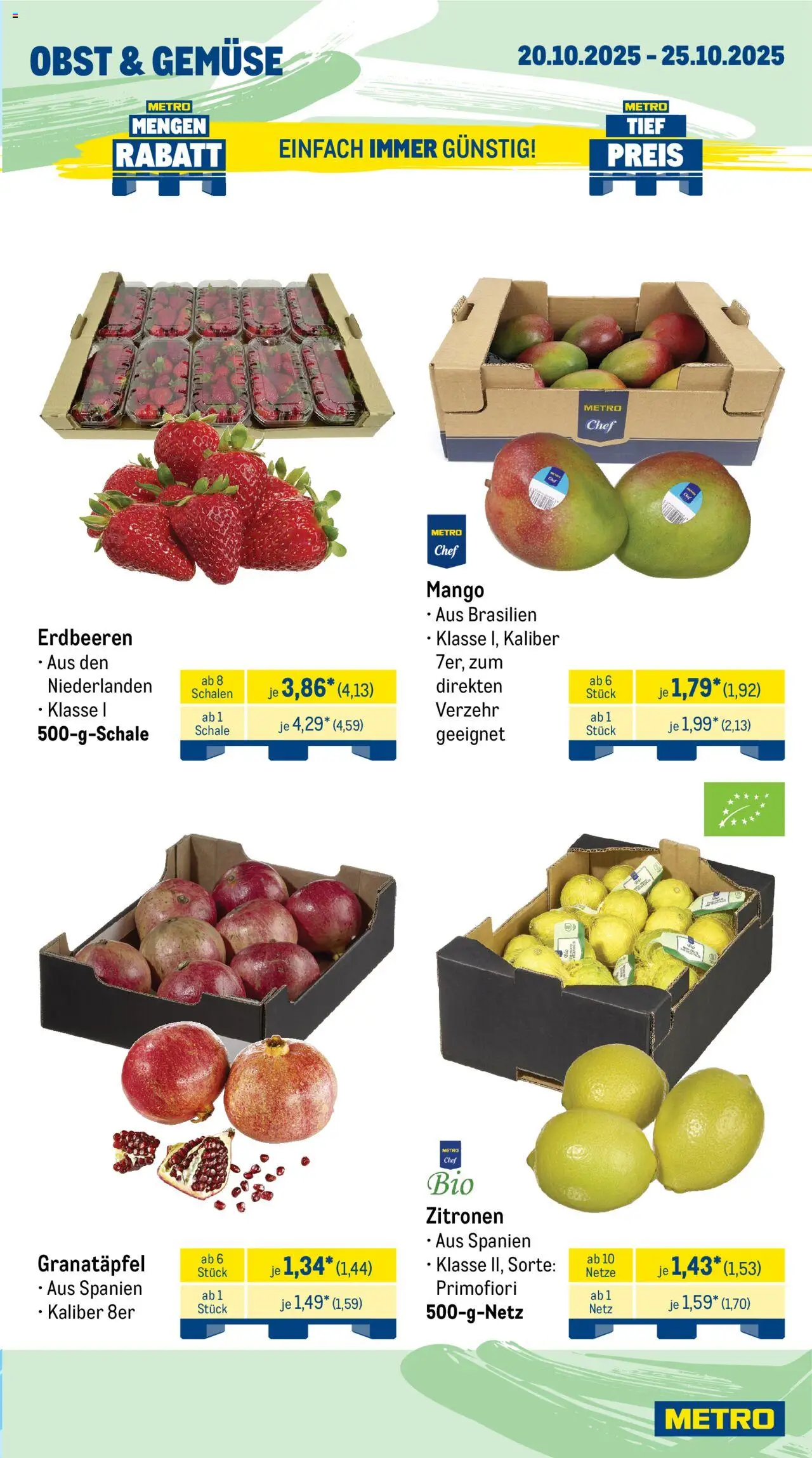 Metro Prospekt 	 – gültig ab 20.10.2025 | Seite: 7 | Produkte: Gemüse, Obst, Mango, Erdbeeren