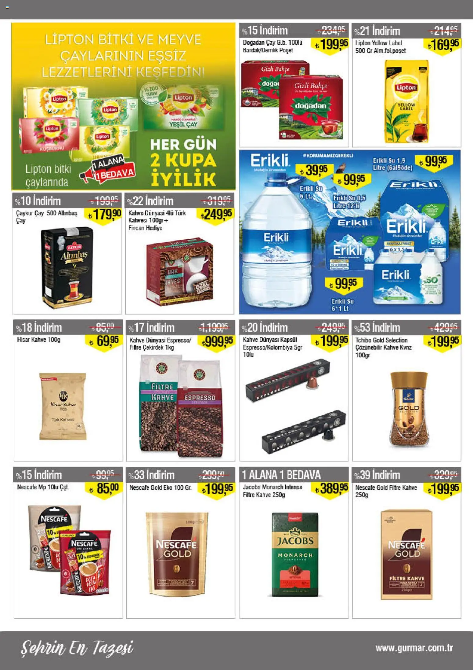 Gürmar Katalog - 01.03.2026 tarihinden itibaren geçerlidir | Sayfa: 9 | Ürünler: Kahve, Çay, Su, Meyve