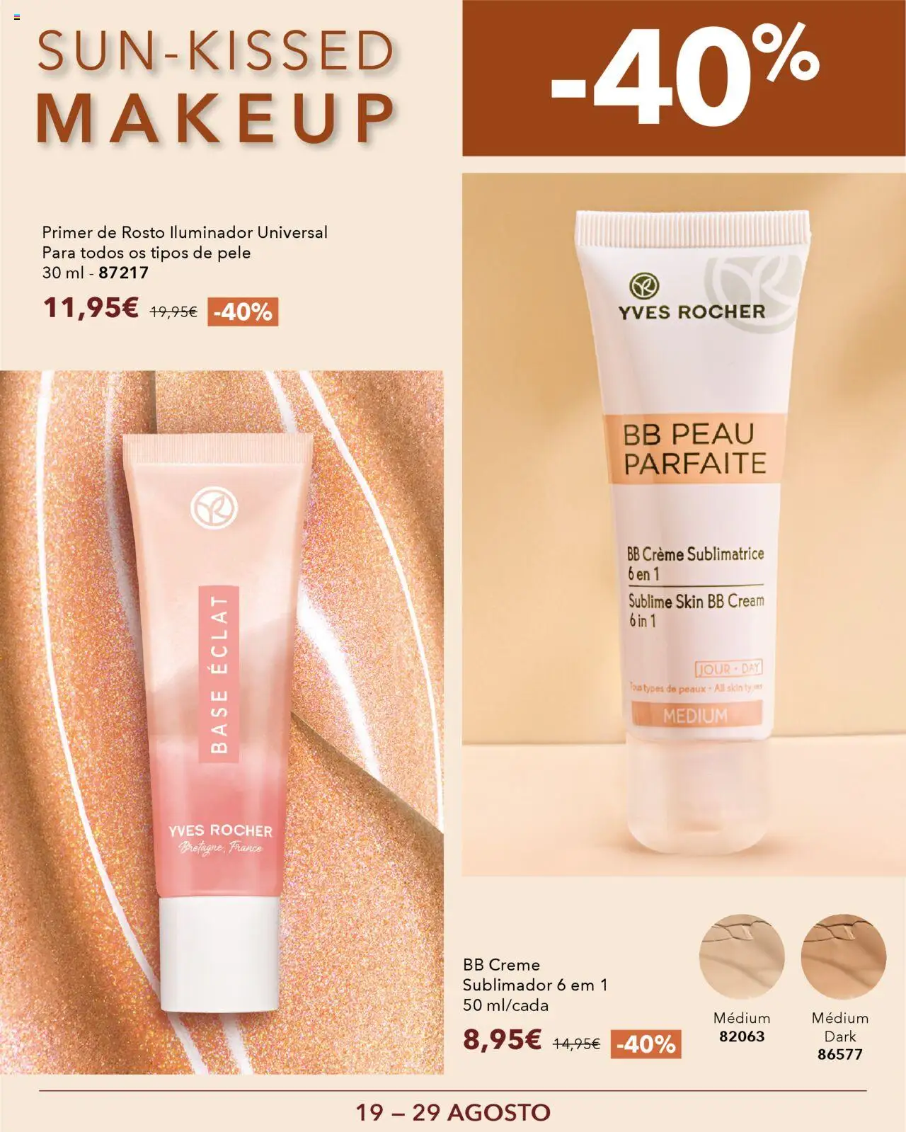 Yves Rocher  Sun Kissed makeup │ válido de 19.08.2025 | Página: 4 | Produtos: Iluminador, Primer, Base, Creme
