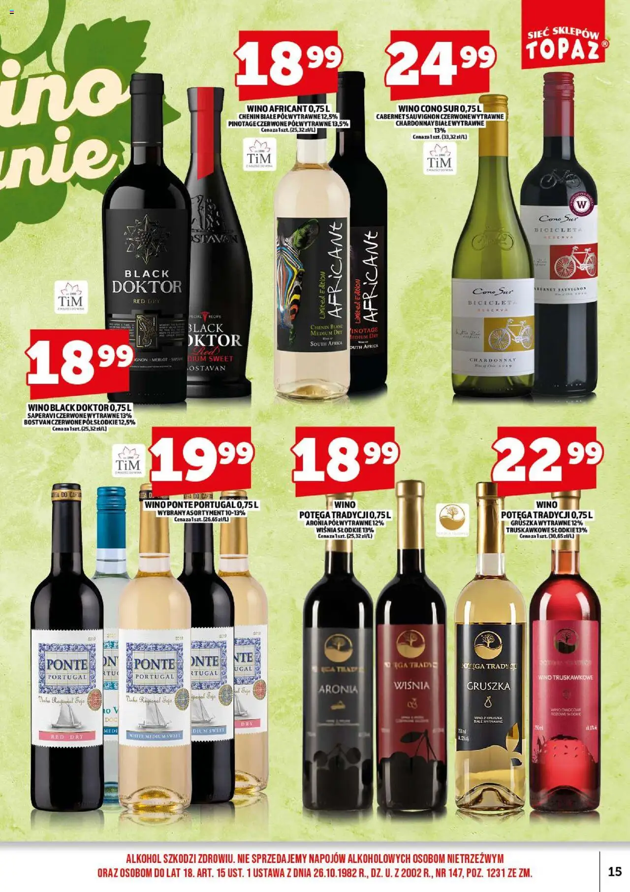 Topaz Gazetka alkoholowa od 18.08.2025 | Strona: 17 | Produkty: Gruszka, Chardonnay, Wino, Alkohol