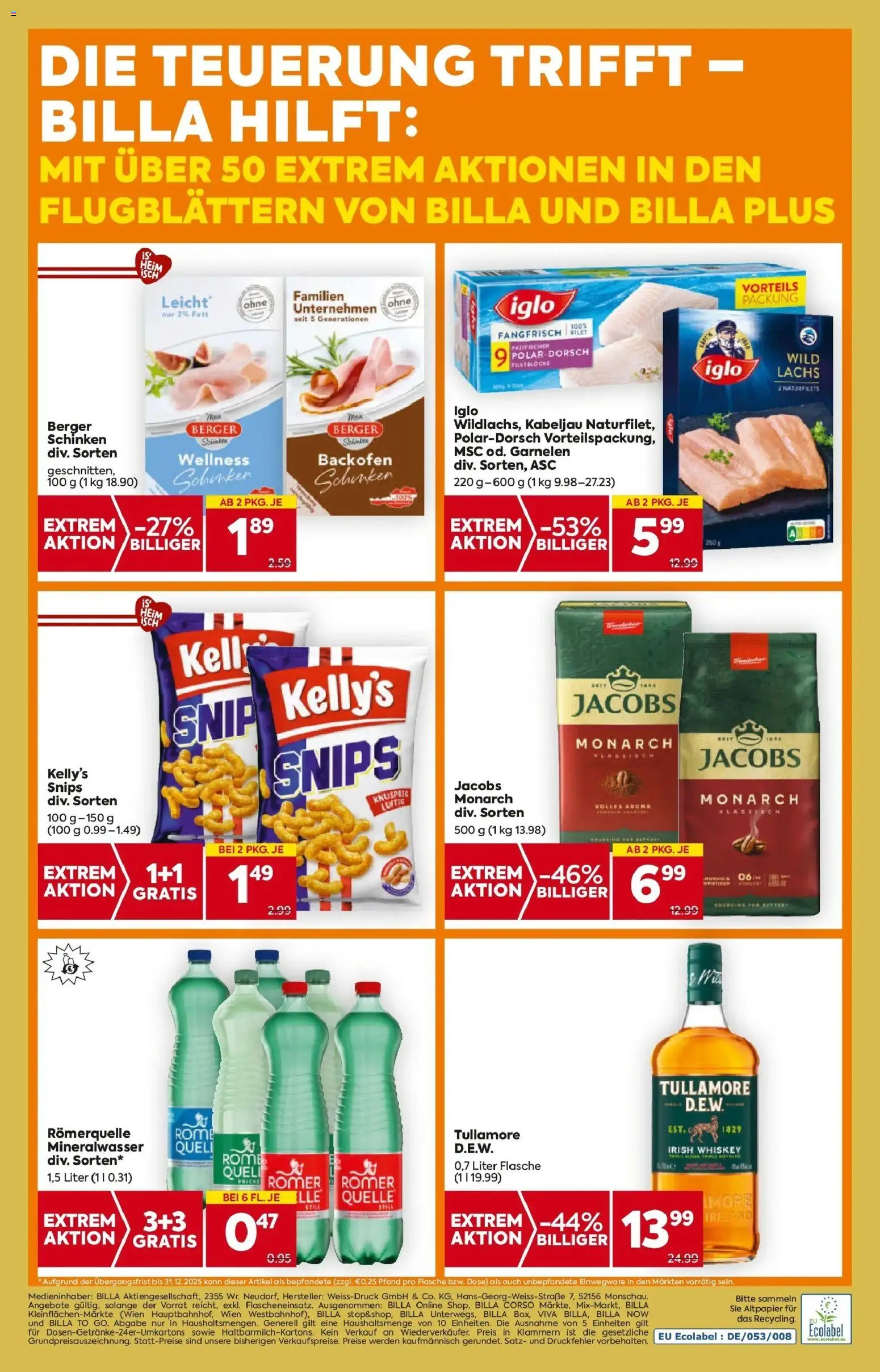 Billa Flugblatt - Kitzbuehel, Zell Am Ziller, Brixlegg gültig ab 13.11.2025 | Seite: 20 | Produkte: Whiskey, Schinken