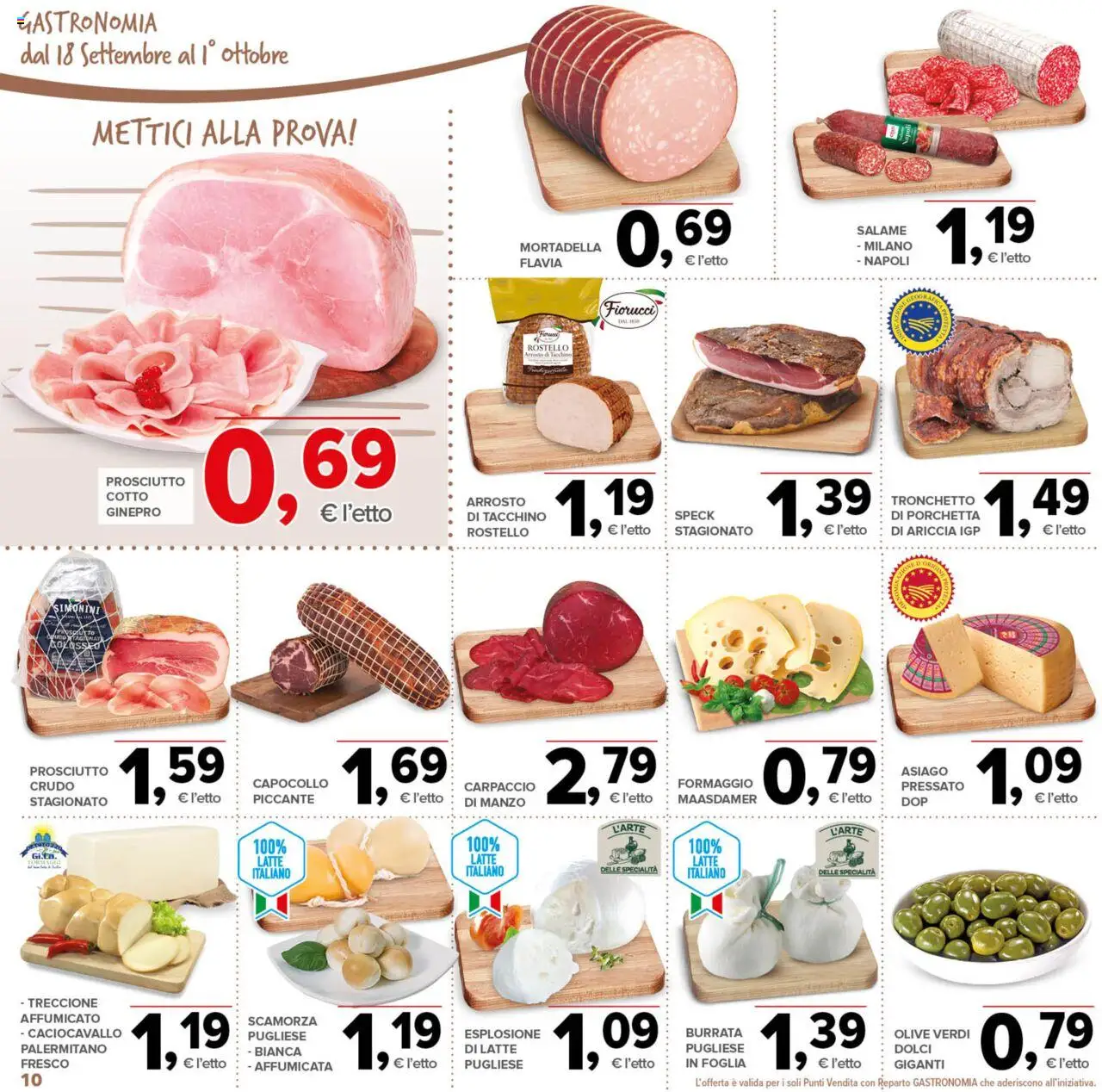 Volantino Todis del 18.09.2025 | Pagina: 10 | Prodotti: Speck, Arrosto, Tacchino, Olive
