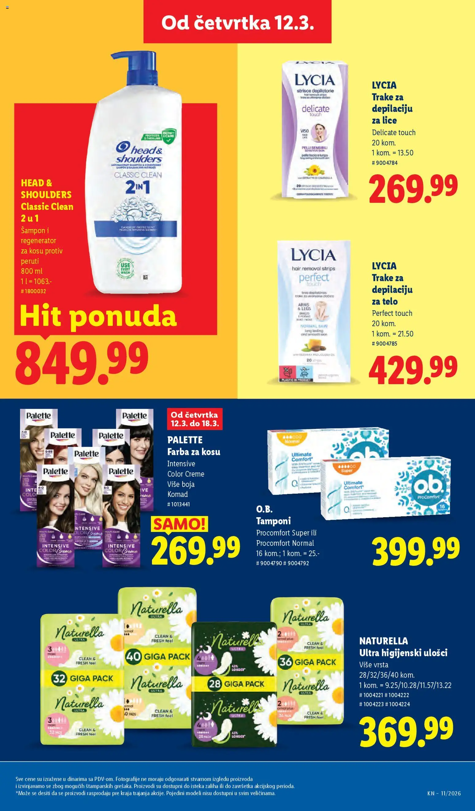 Lidl katalog - važi od 12.03.2026 | Strana: 33 | Proizvode: Higijenski ulošci, Šampon, Farba za kosu