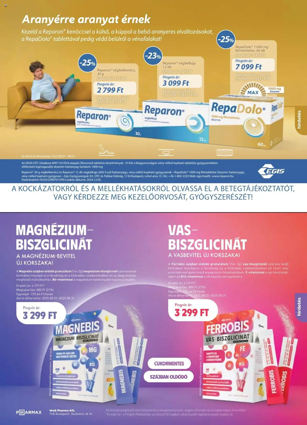 Pingvin Patika akciós ujság - amely érvényes a következő dátumtól: 01.08.2025 | Oldal: 5 | Termékek: Répa