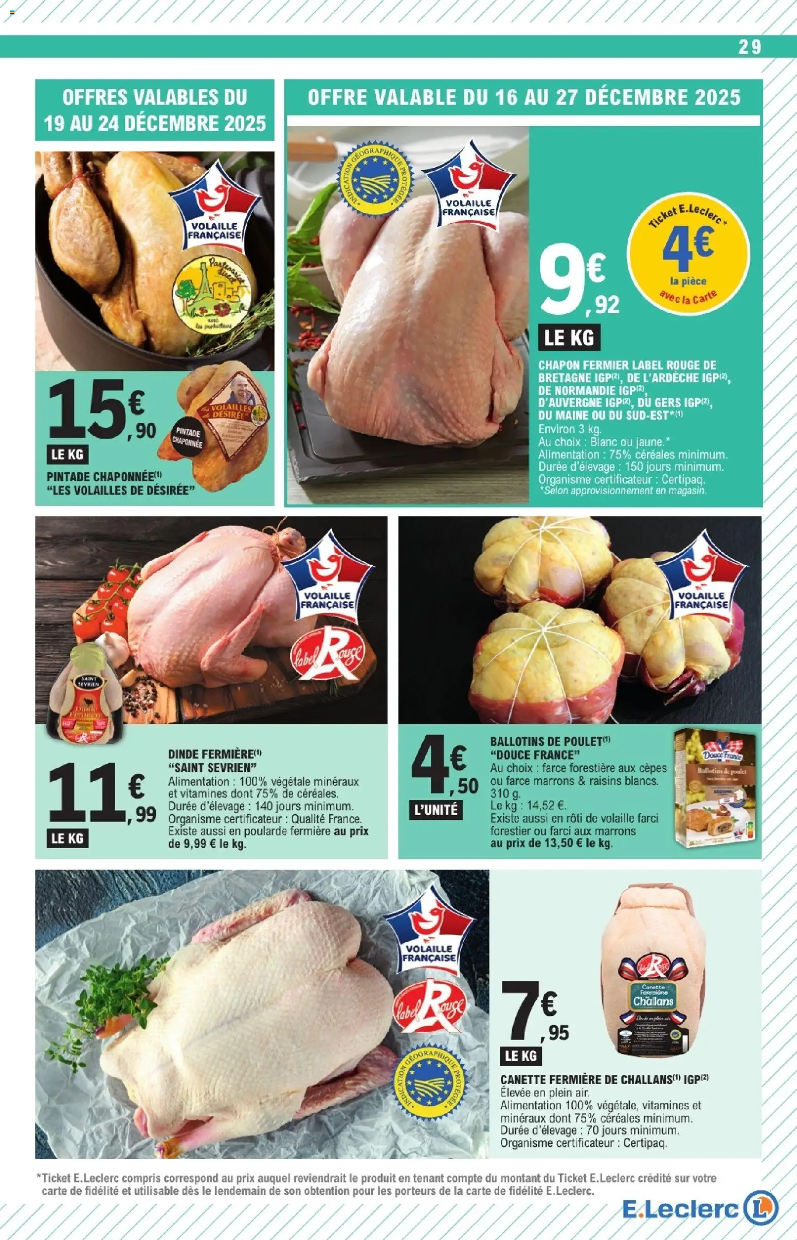 {H1} | Page: 29 | Produits: Chapon, Volaille, Pintade, Céréales