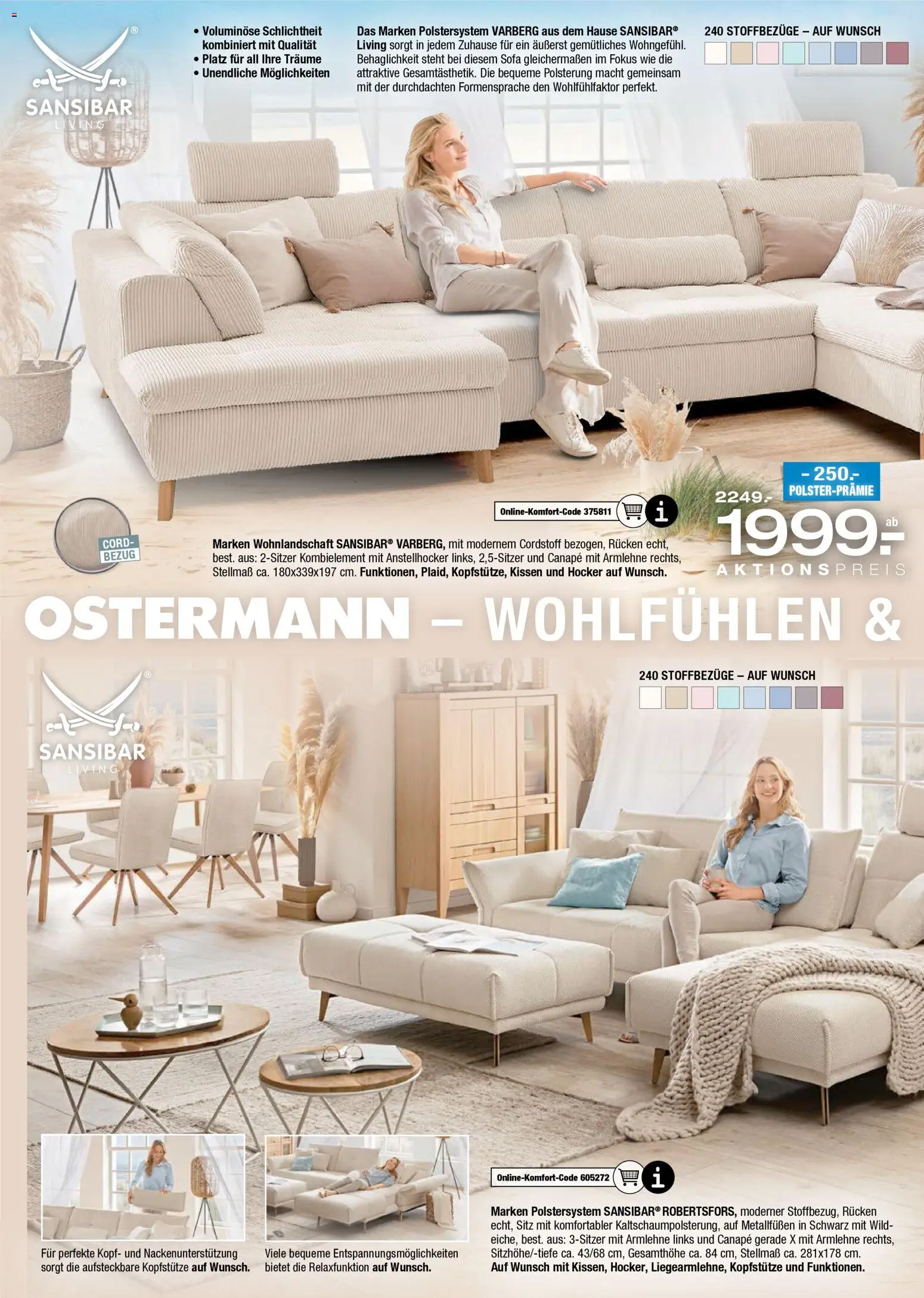 Ostermann Polster Spezial – gültig ab 19.03.2026 | Seite: 14 | Produkte: Wohnlandschaft, Hocker, Kissen, Sofa