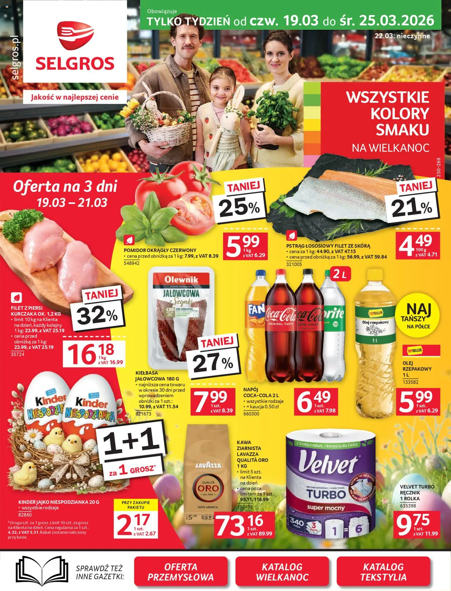 Selgros cash&carry gazetka od 19.03.2026 | Strona: 1 | Produkty: Lavazza, Kinder jajko, Kawa, Tekstylia
