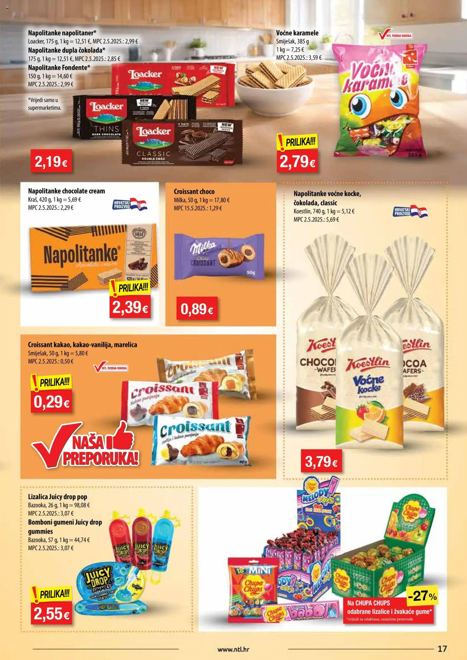 NTL katalog | vrijedi od 11.03.2026 | Stranica: 17 | Proizvodi: Bomboni, Napolitanke, Milka, Lizalice