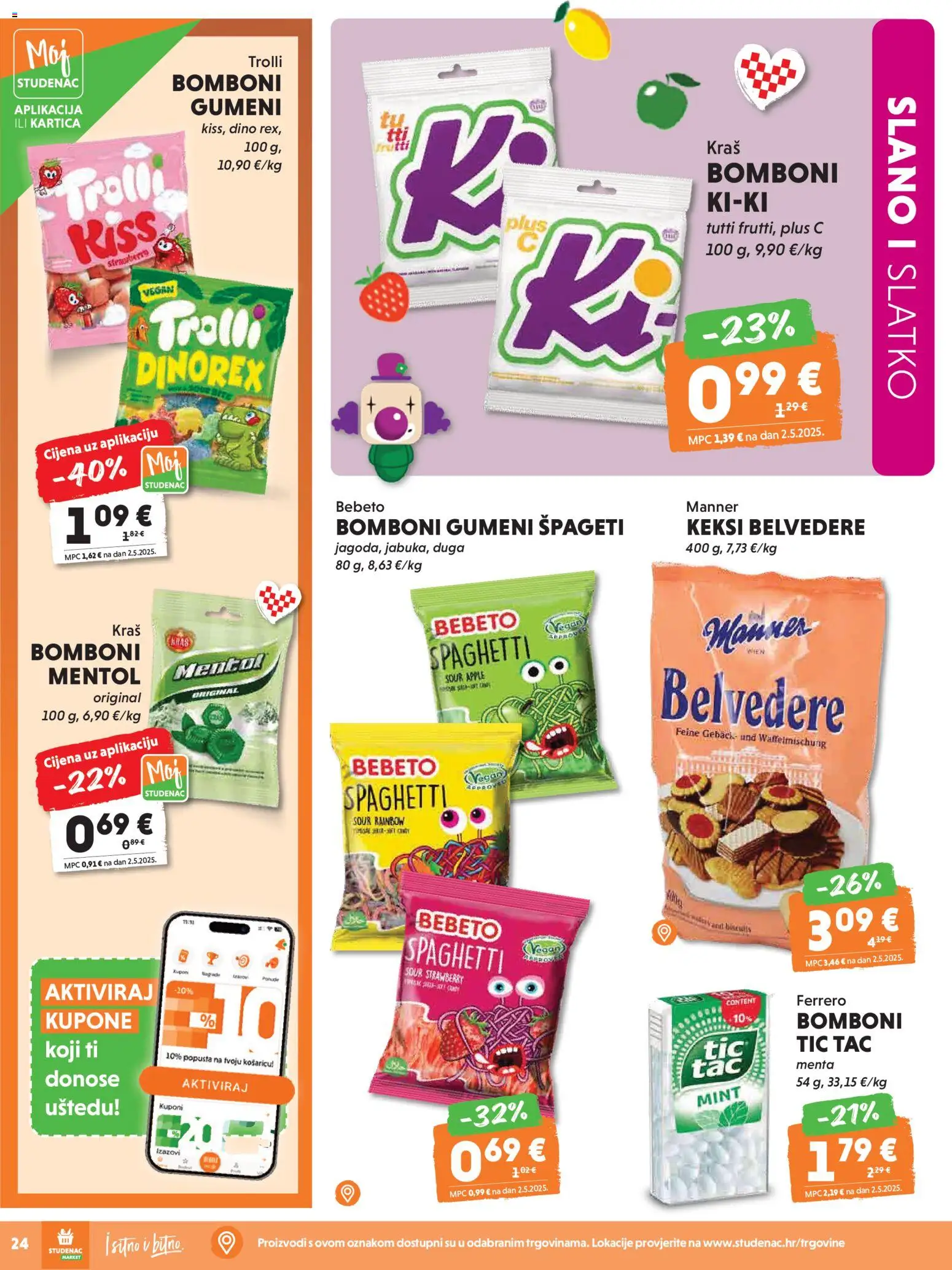 Studenac katalog | vrijedi od 15.04.2026 | Stranica: 24 | Proizvodi: Keksi, Bomboni, Špageti